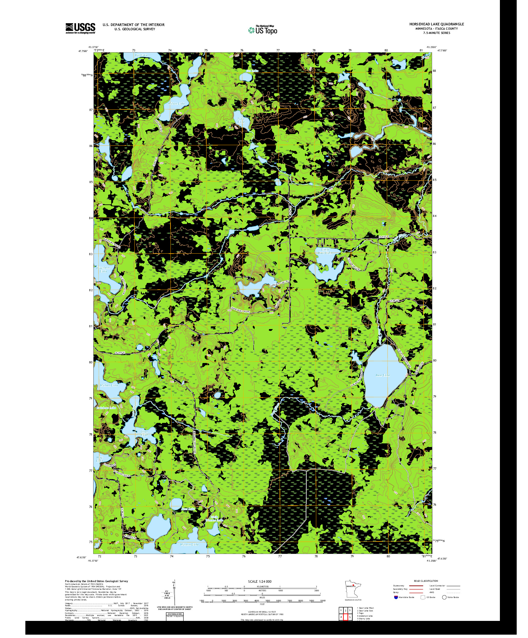 US TOPO 7.5-MINUTE MAP FOR HORSEHEAD LAKE, MN