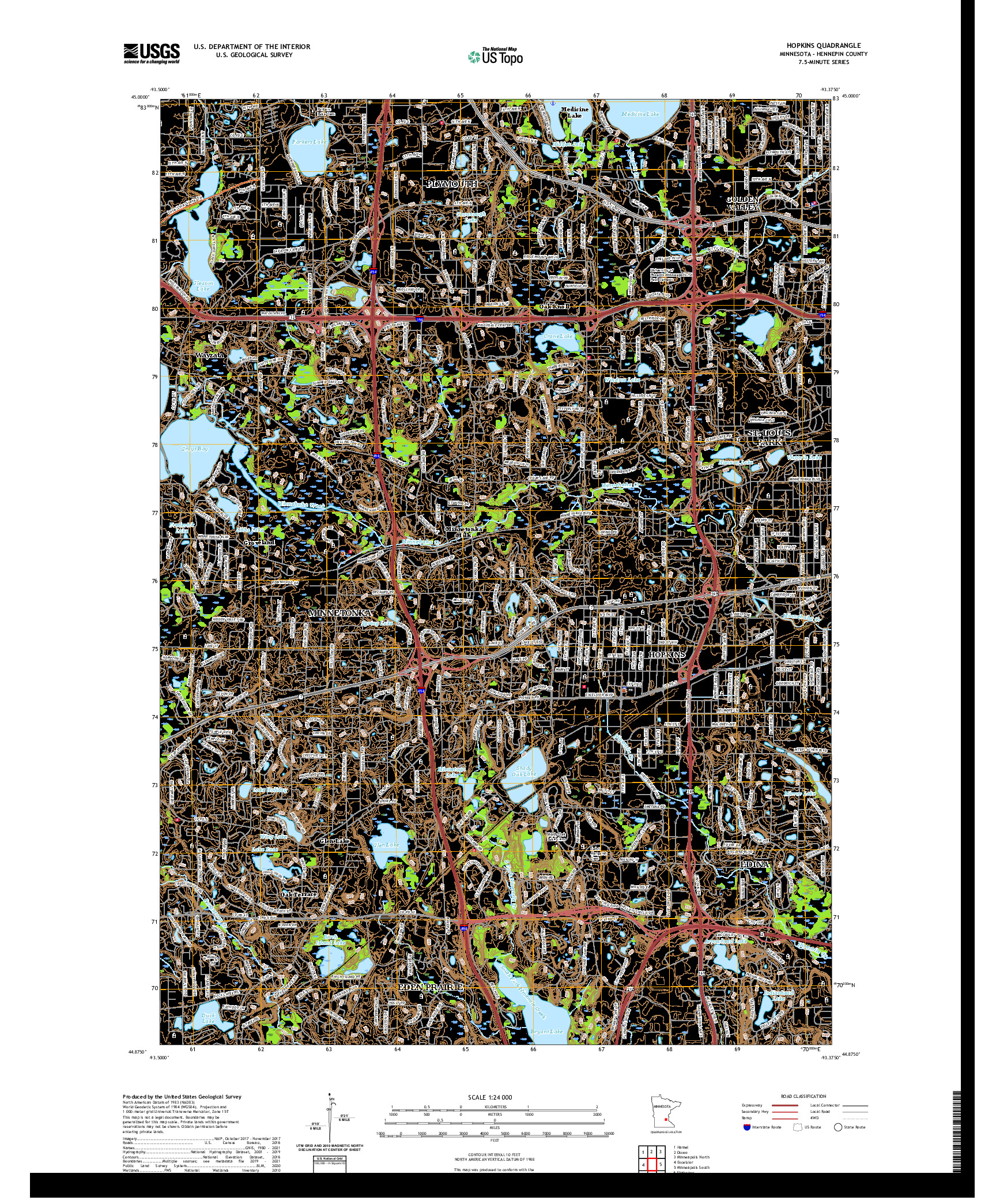 US TOPO 7.5-MINUTE MAP FOR HOPKINS, MN