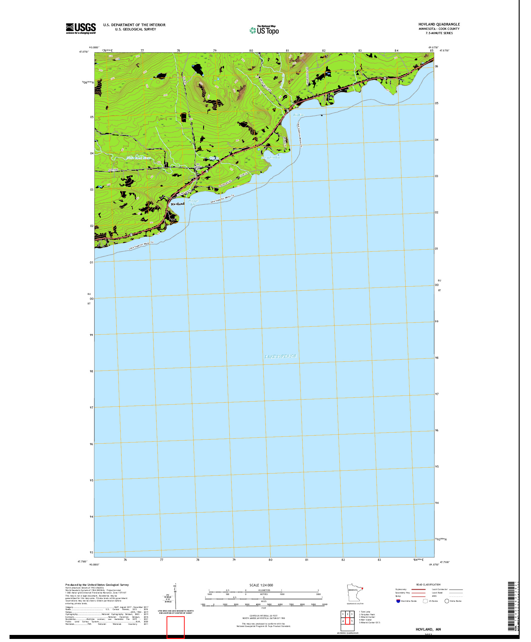 US TOPO 7.5-MINUTE MAP FOR HOVLAND, MN