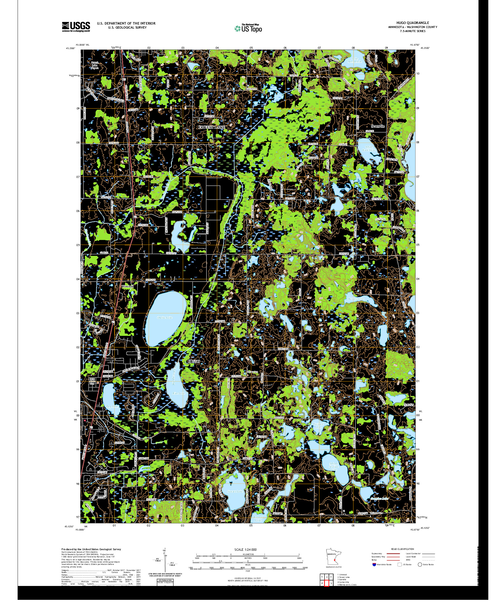 US TOPO 7.5-MINUTE MAP FOR HUGO, MN