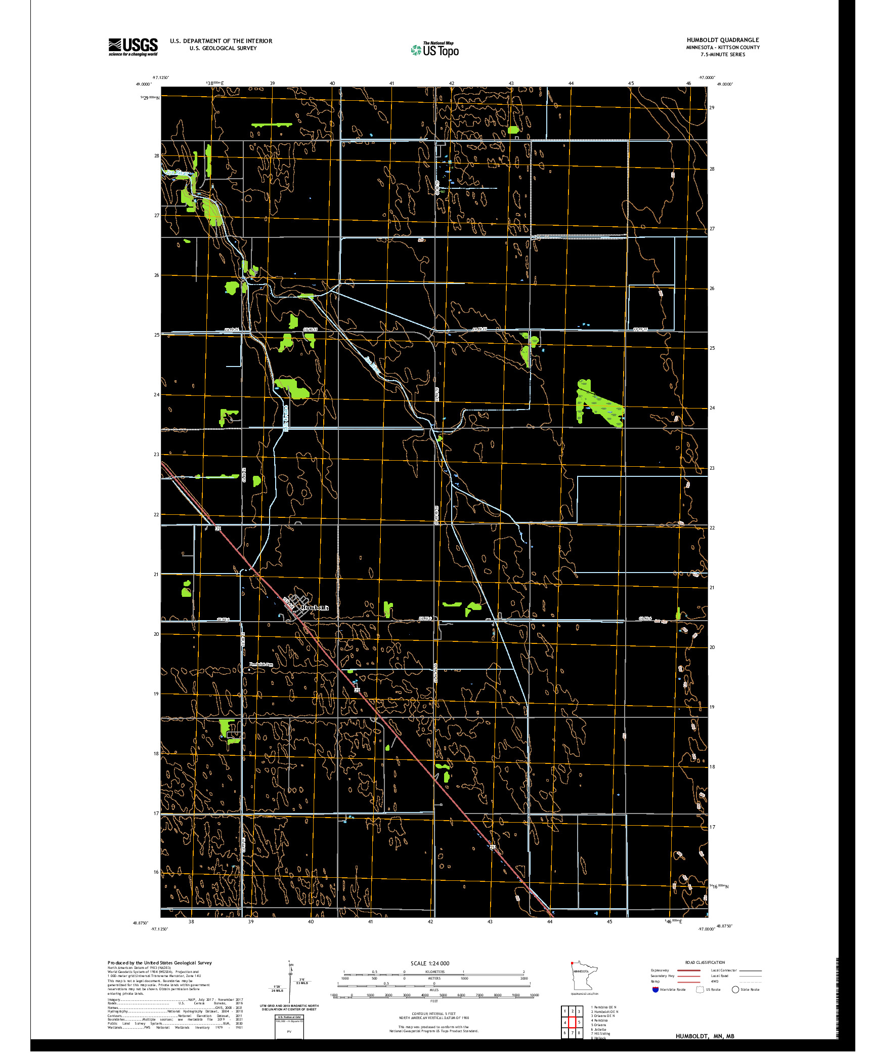 US TOPO 7.5-MINUTE MAP FOR HUMBOLDT, MN,MB