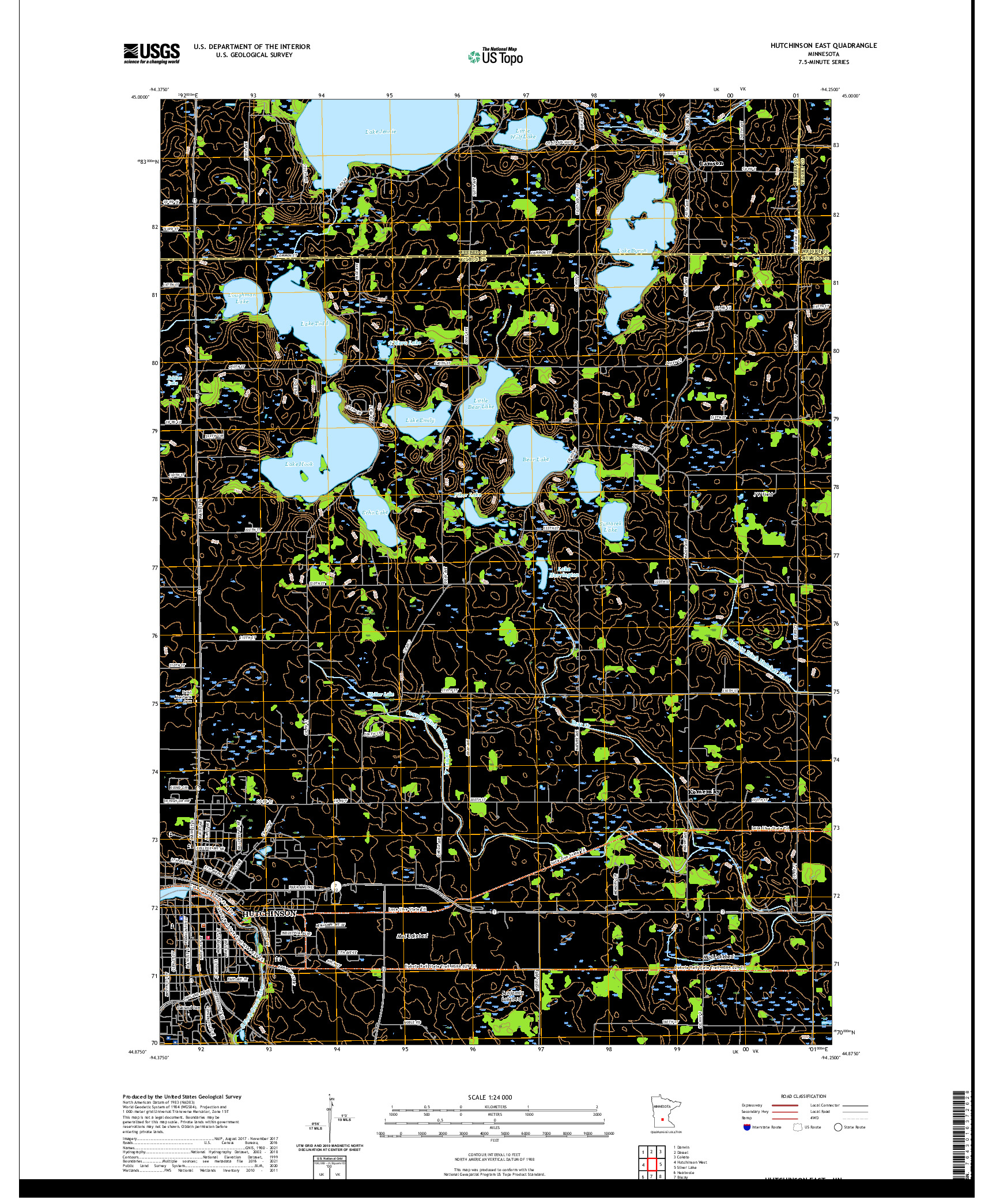 US TOPO 7.5-MINUTE MAP FOR HUTCHINSON EAST, MN