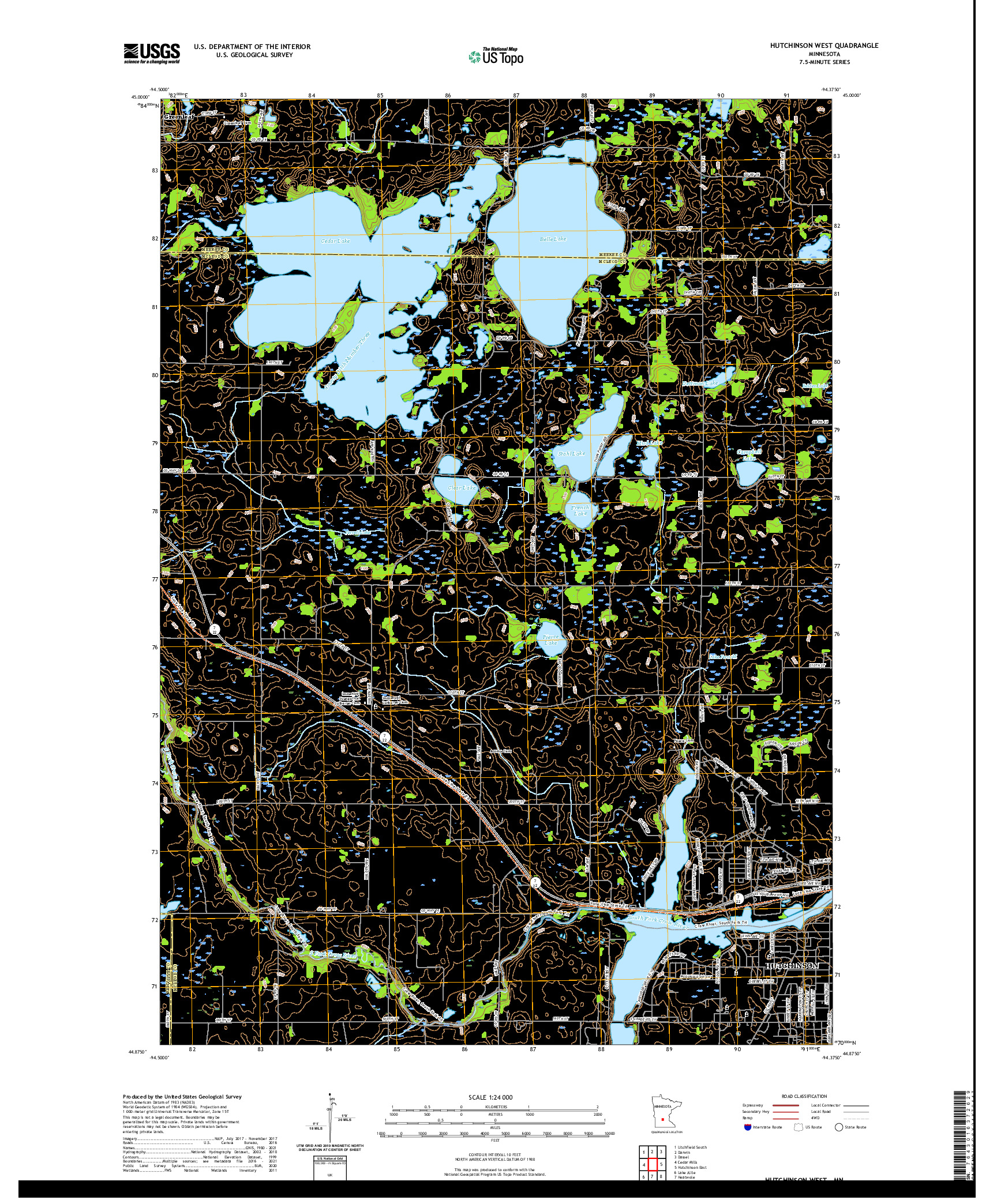 US TOPO 7.5-MINUTE MAP FOR HUTCHINSON WEST, MN