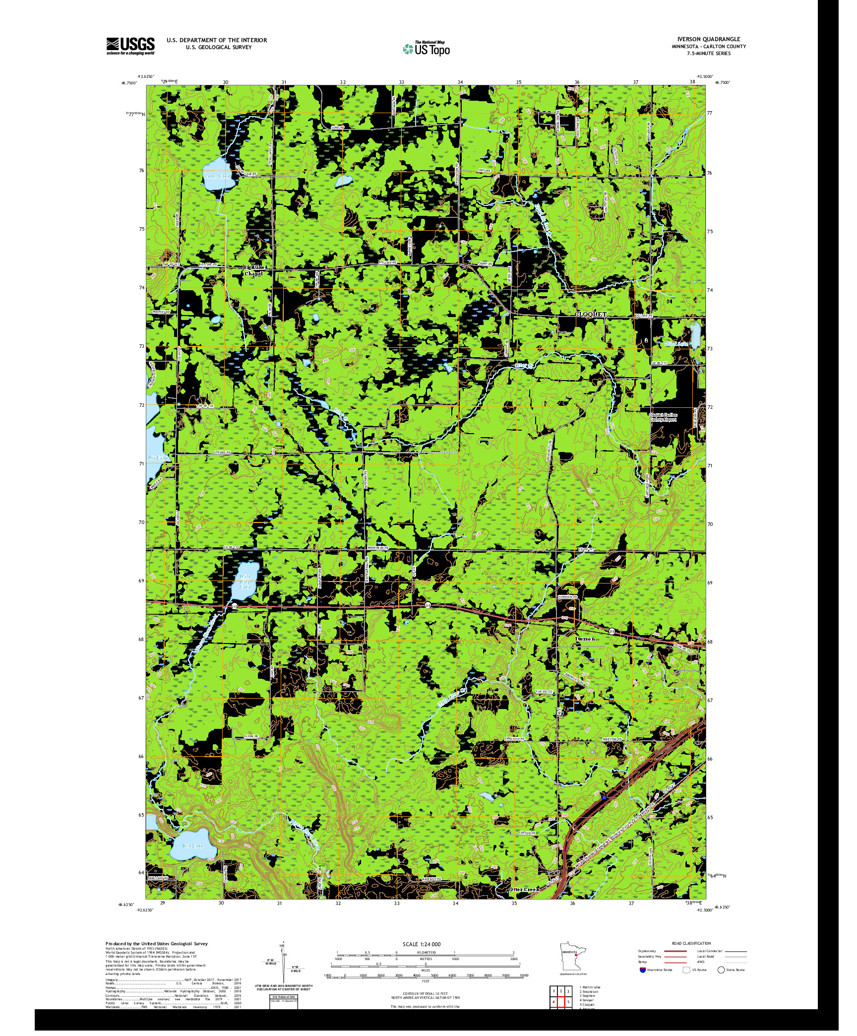 US TOPO 7.5-MINUTE MAP FOR IVERSON, MN