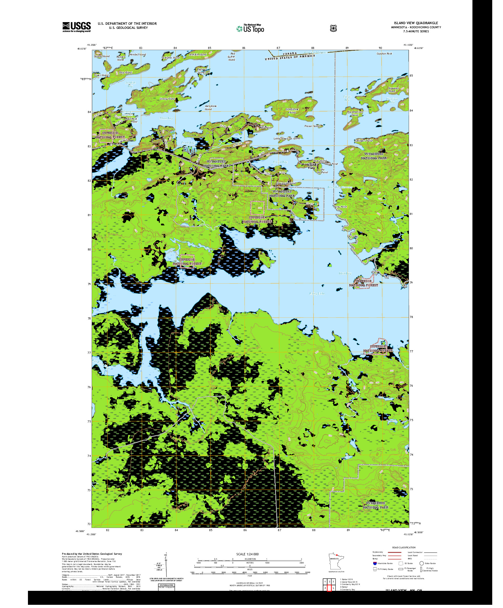 US TOPO 7.5-MINUTE MAP FOR ISLAND VIEW, MN,ON