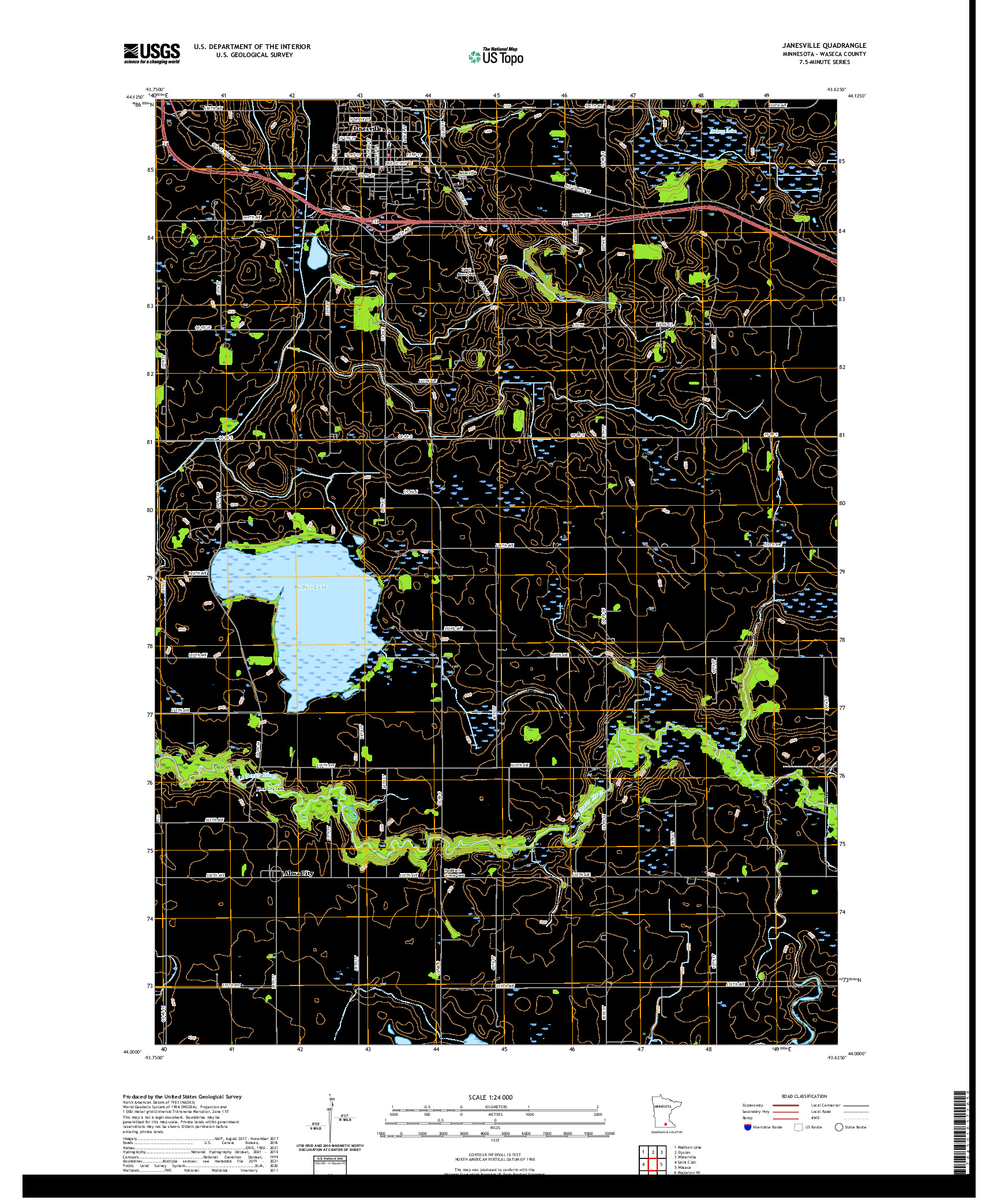 US TOPO 7.5-MINUTE MAP FOR JANESVILLE, MN