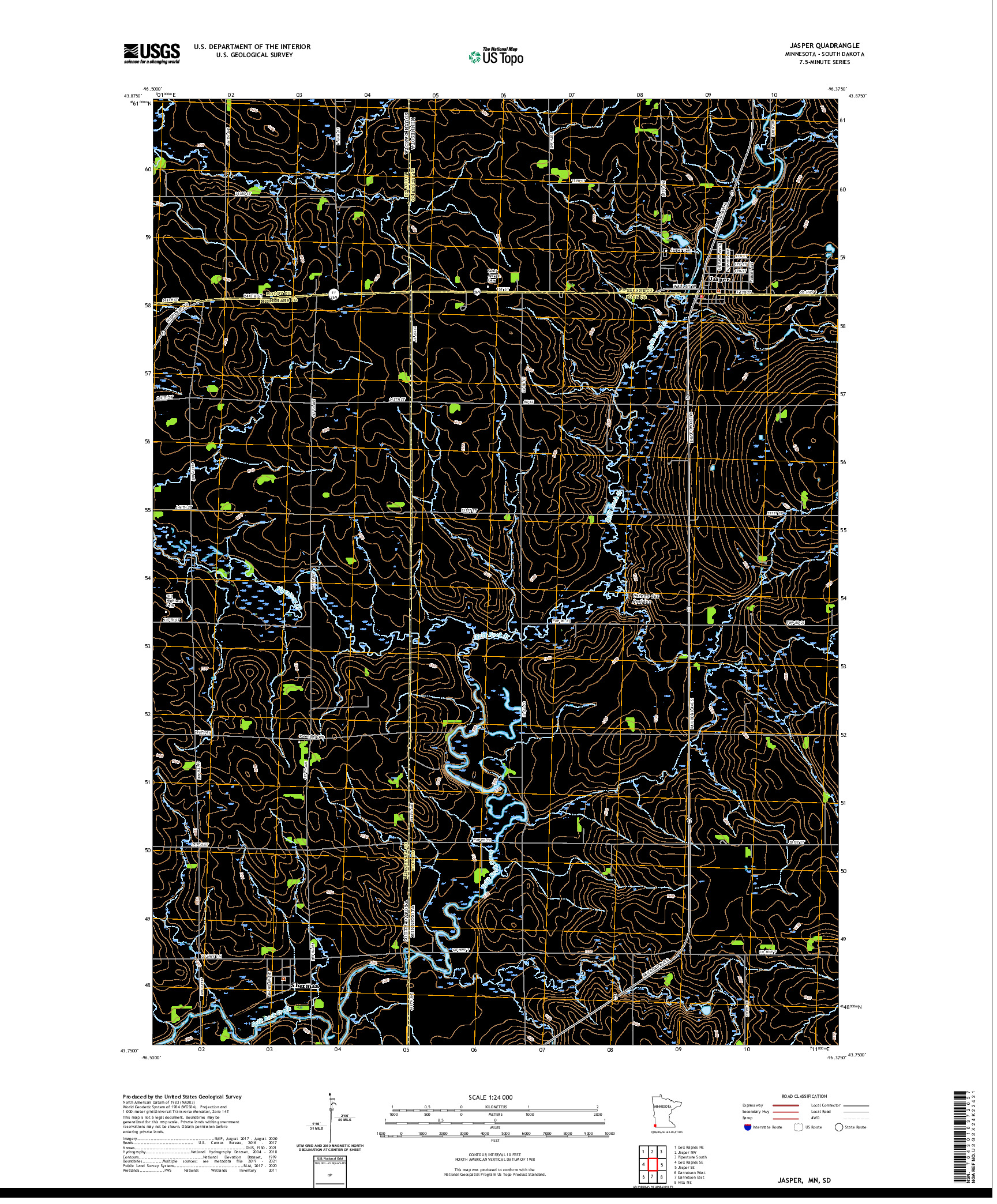 US TOPO 7.5-MINUTE MAP FOR JASPER, MN,SD