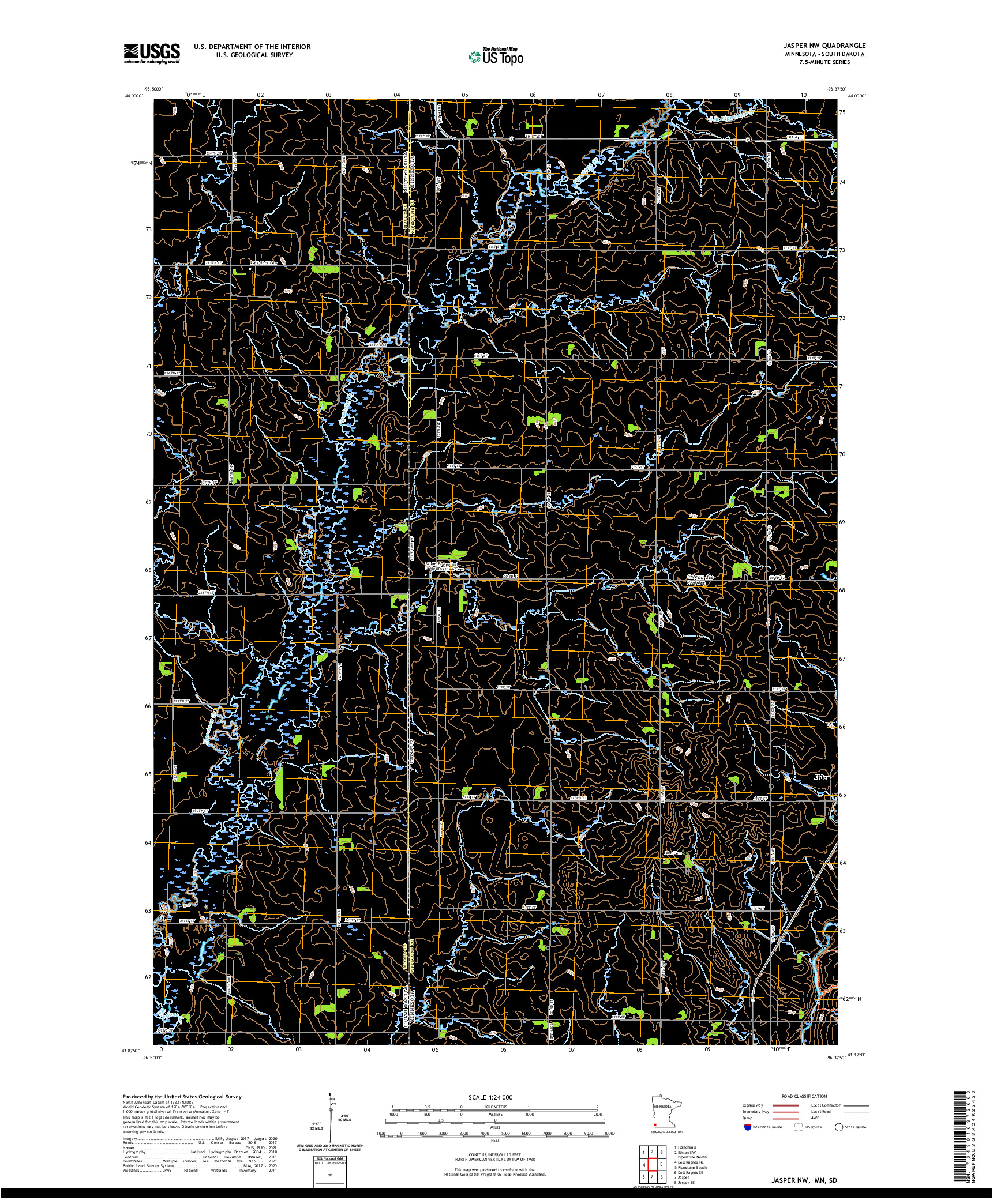 US TOPO 7.5-MINUTE MAP FOR JASPER NW, MN,SD
