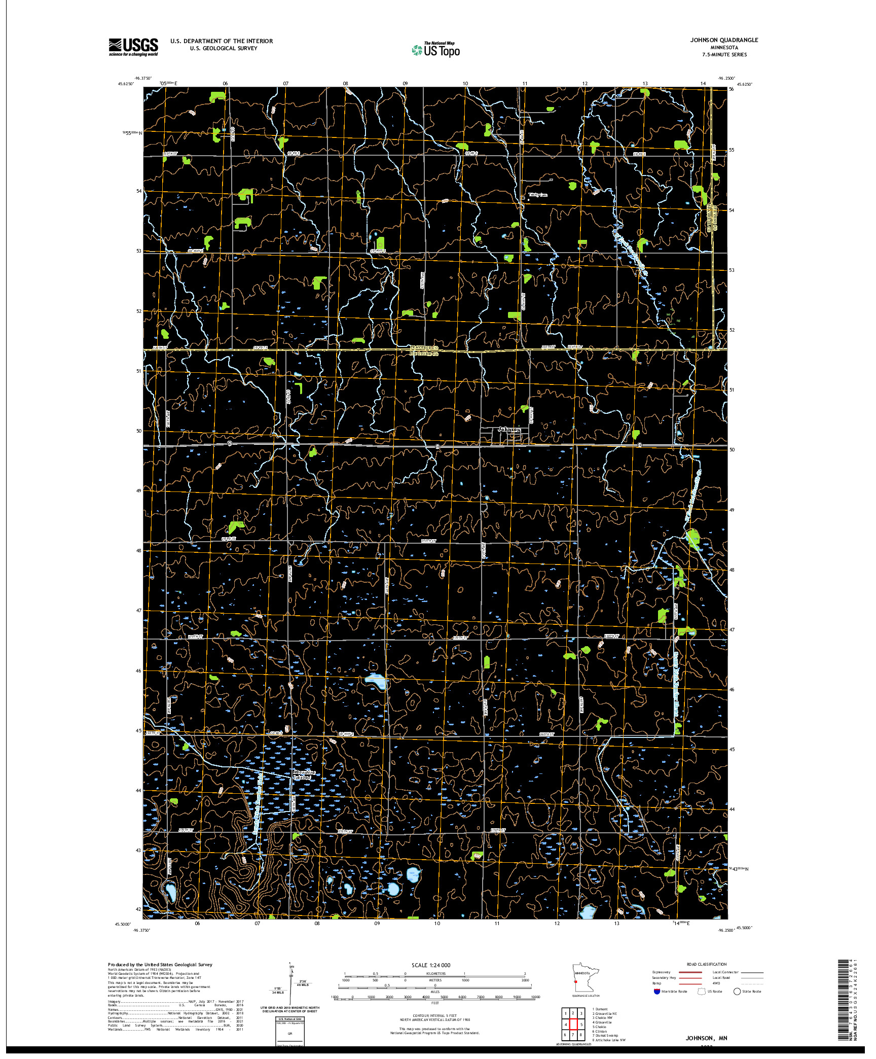 US TOPO 7.5-MINUTE MAP FOR JOHNSON, MN