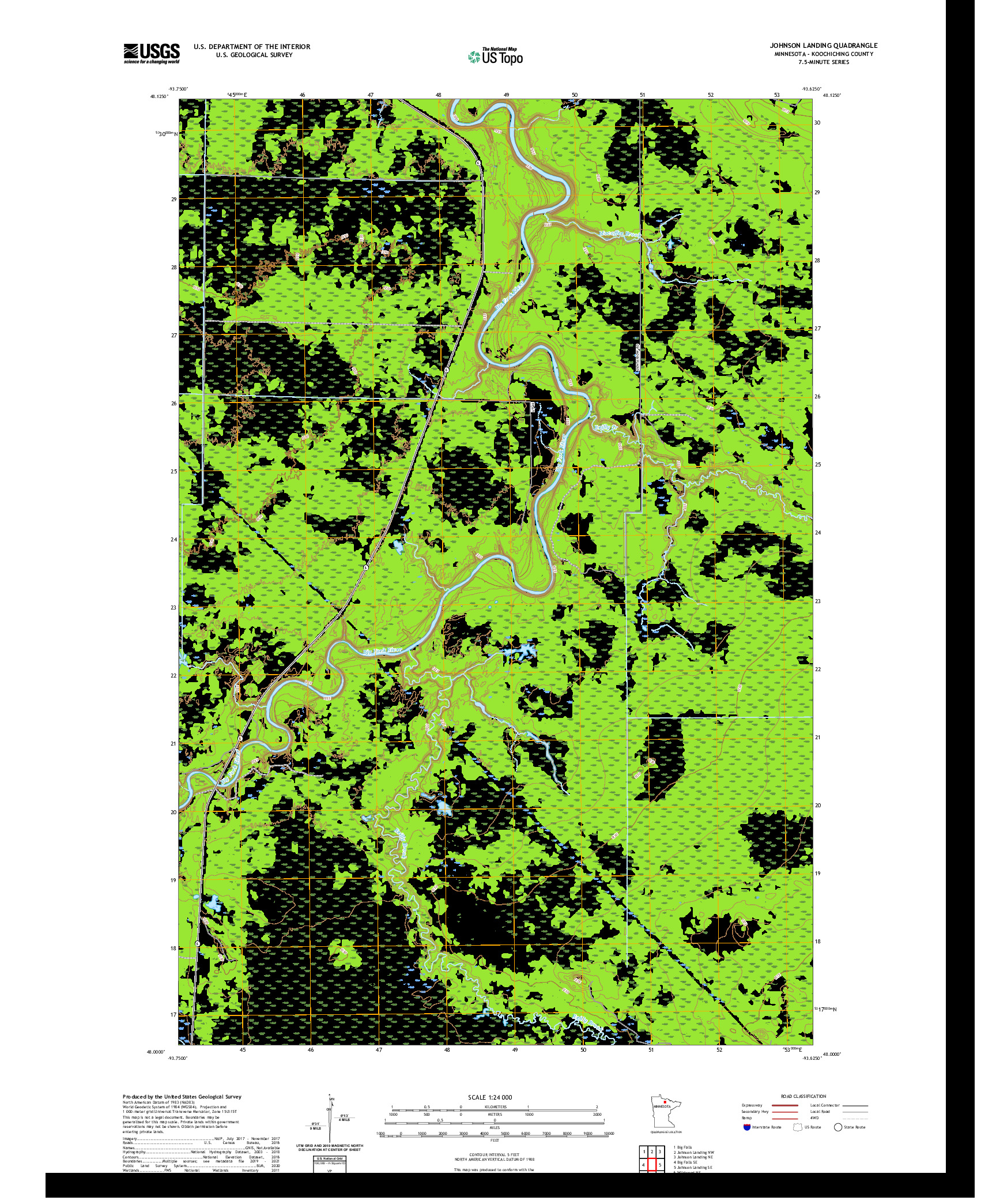 US TOPO 7.5-MINUTE MAP FOR JOHNSON LANDING, MN