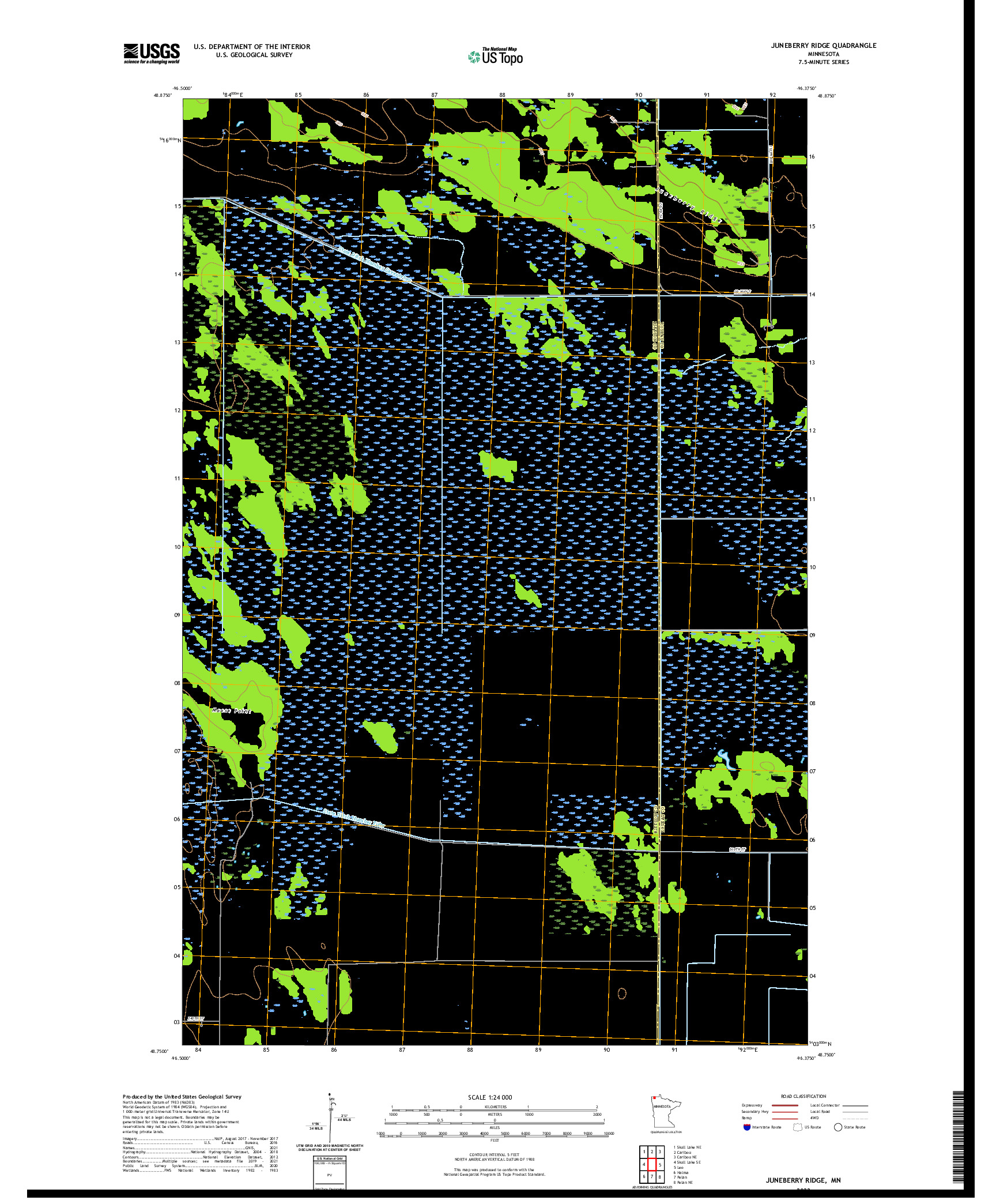 US TOPO 7.5-MINUTE MAP FOR JUNEBERRY RIDGE, MN