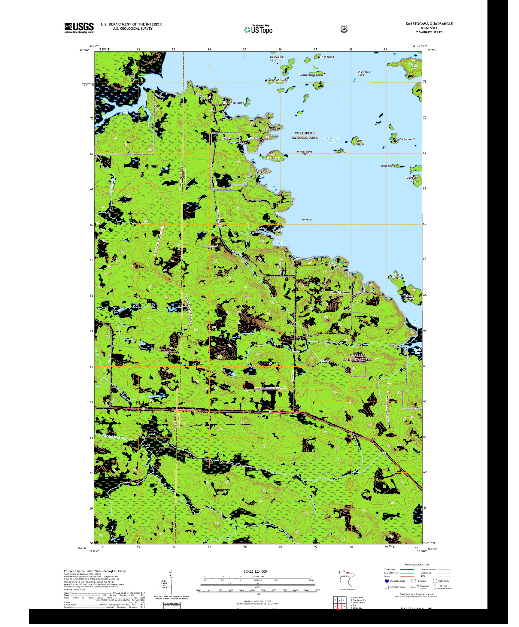 US TOPO 7.5-MINUTE MAP FOR KABETOGAMA, MN