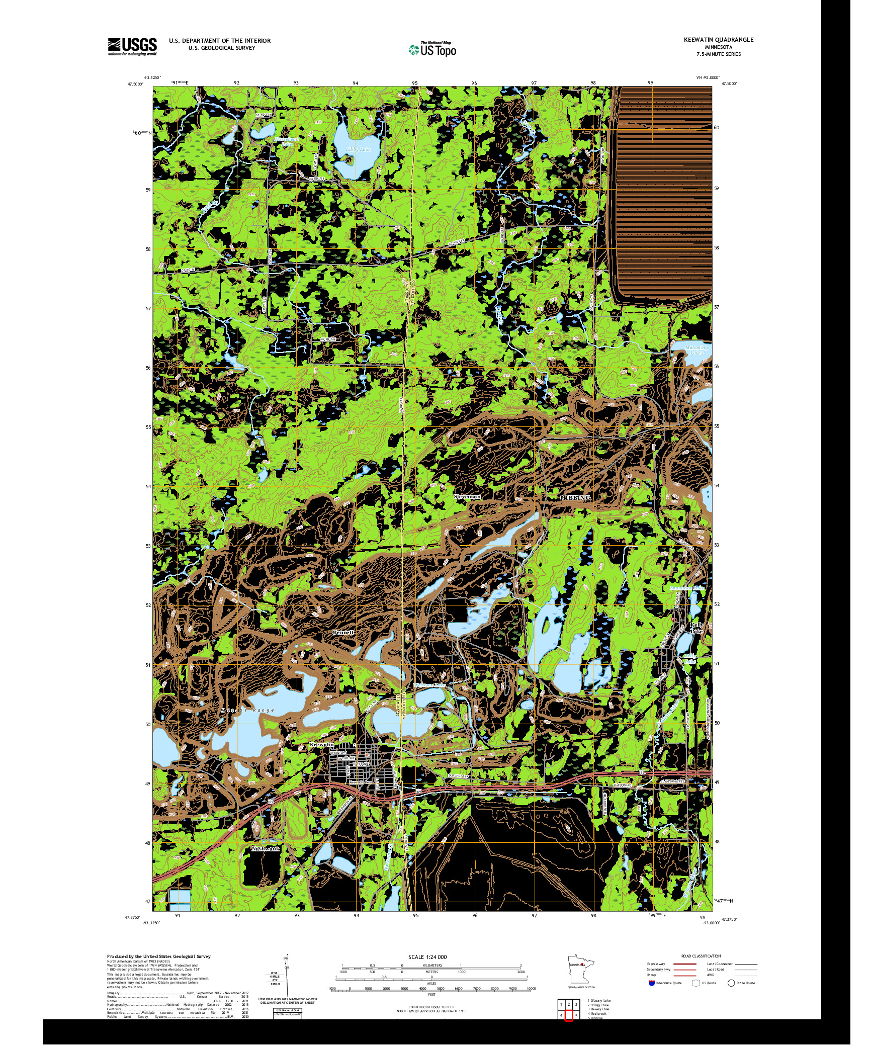 US TOPO 7.5-MINUTE MAP FOR KEEWATIN, MN