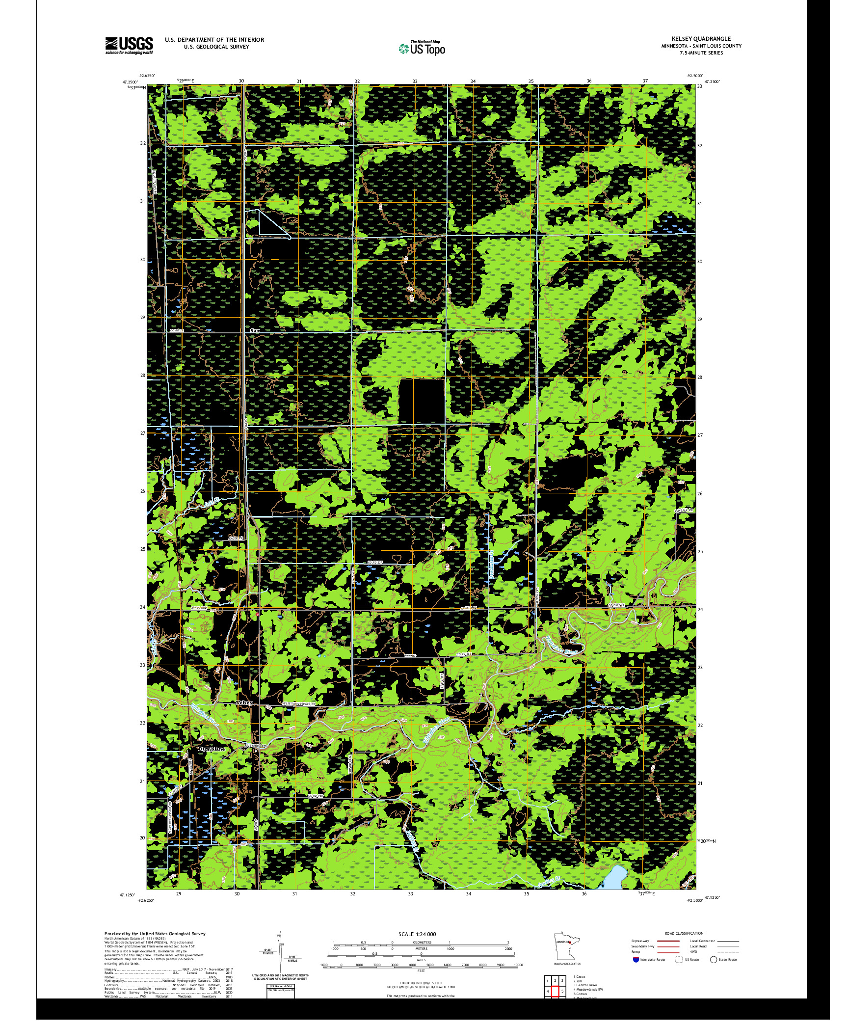 US TOPO 7.5-MINUTE MAP FOR KELSEY, MN