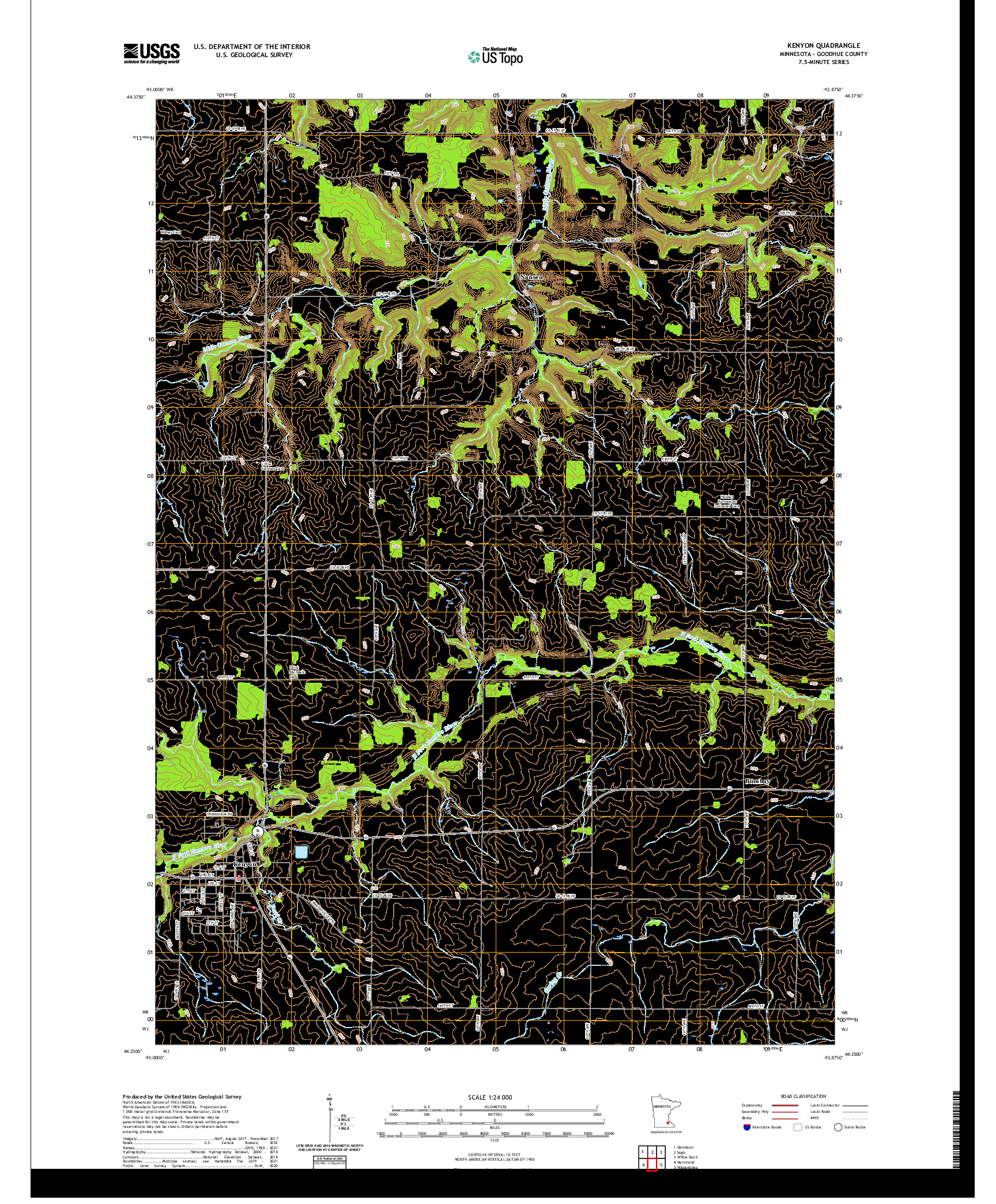 US TOPO 7.5-MINUTE MAP FOR KENYON, MN