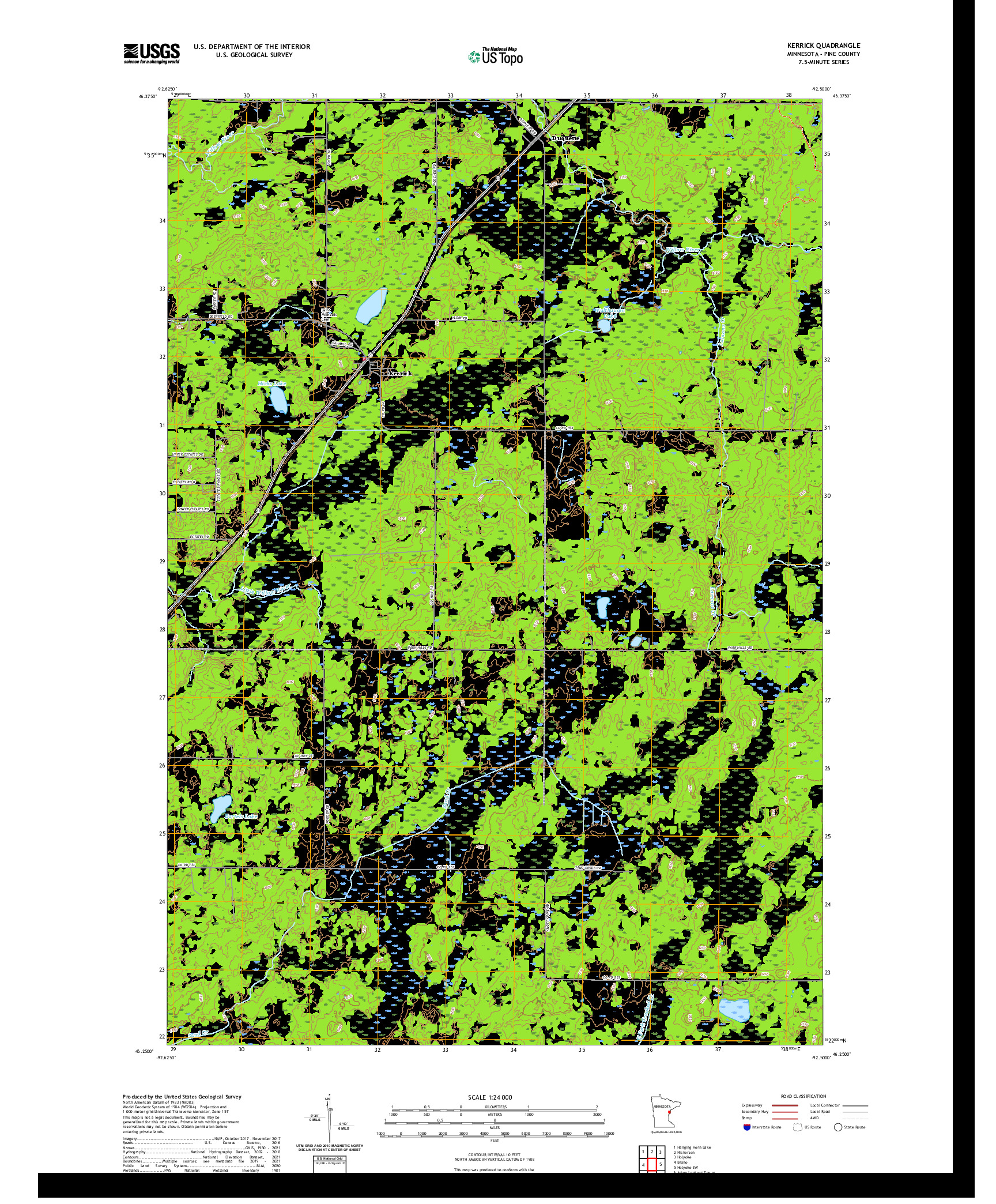 US TOPO 7.5-MINUTE MAP FOR KERRICK, MN