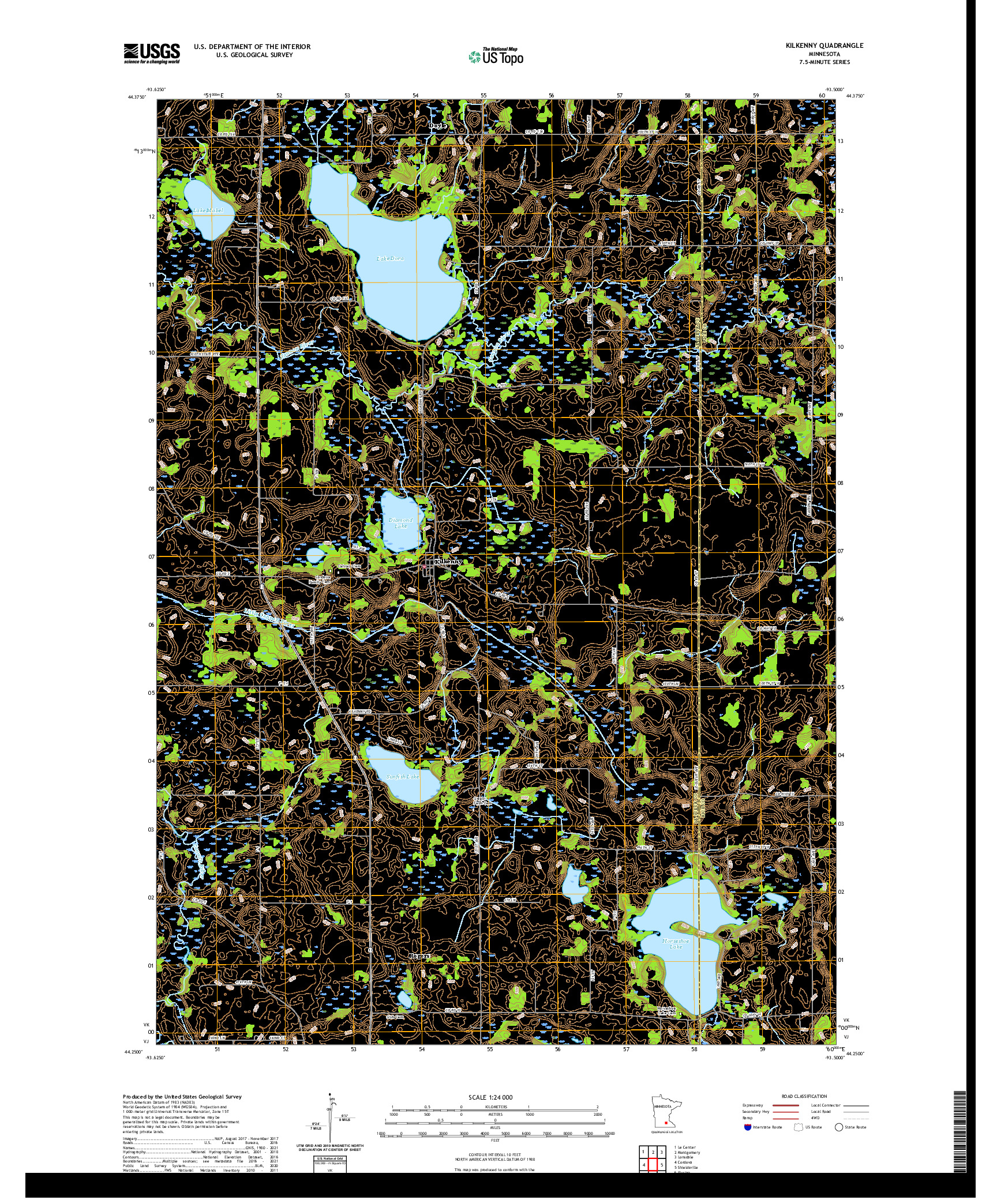 US TOPO 7.5-MINUTE MAP FOR KILKENNY, MN