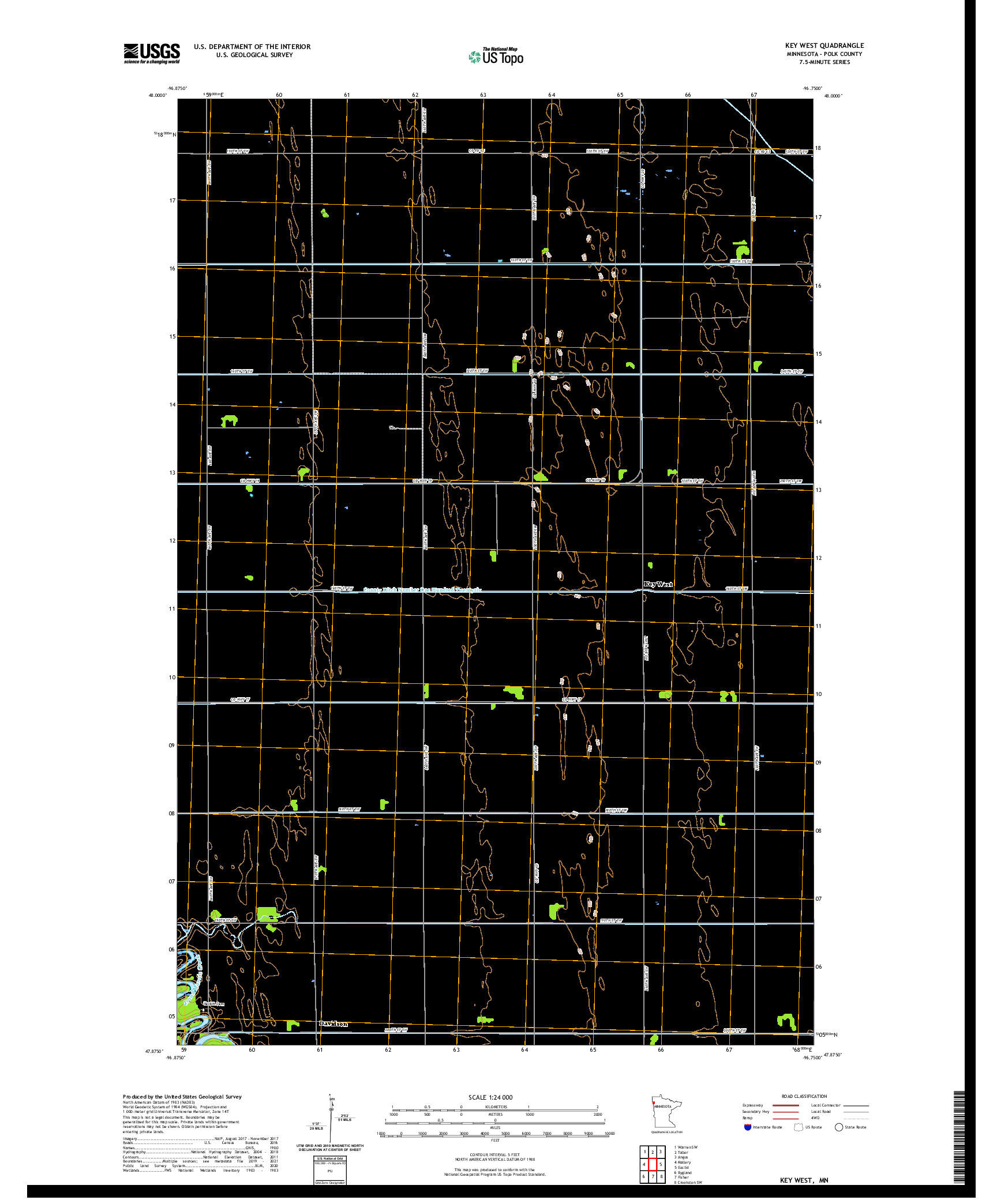 US TOPO 7.5-MINUTE MAP FOR KEY WEST, MN