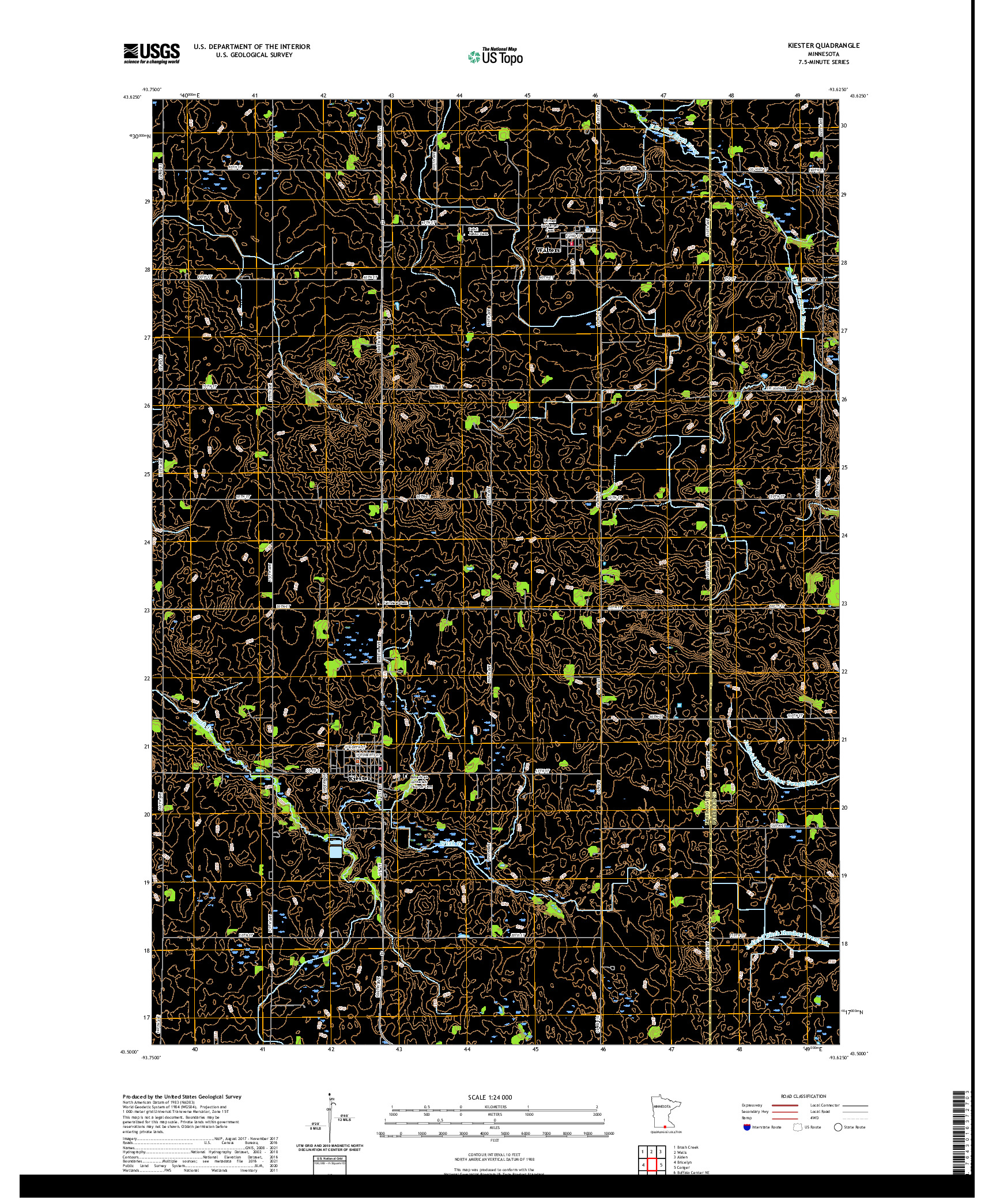 US TOPO 7.5-MINUTE MAP FOR KIESTER, MN