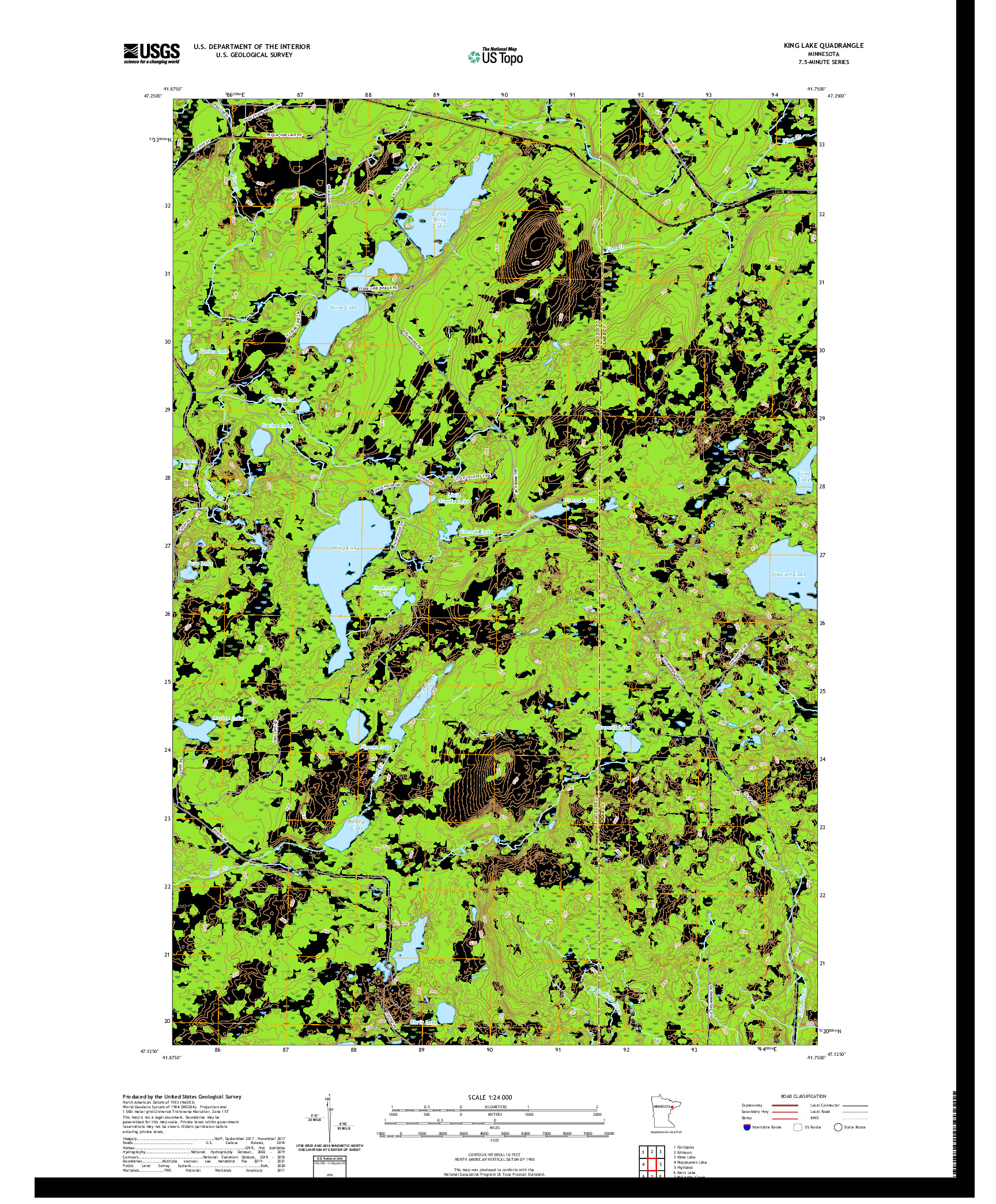 US TOPO 7.5-MINUTE MAP FOR KING LAKE, MN