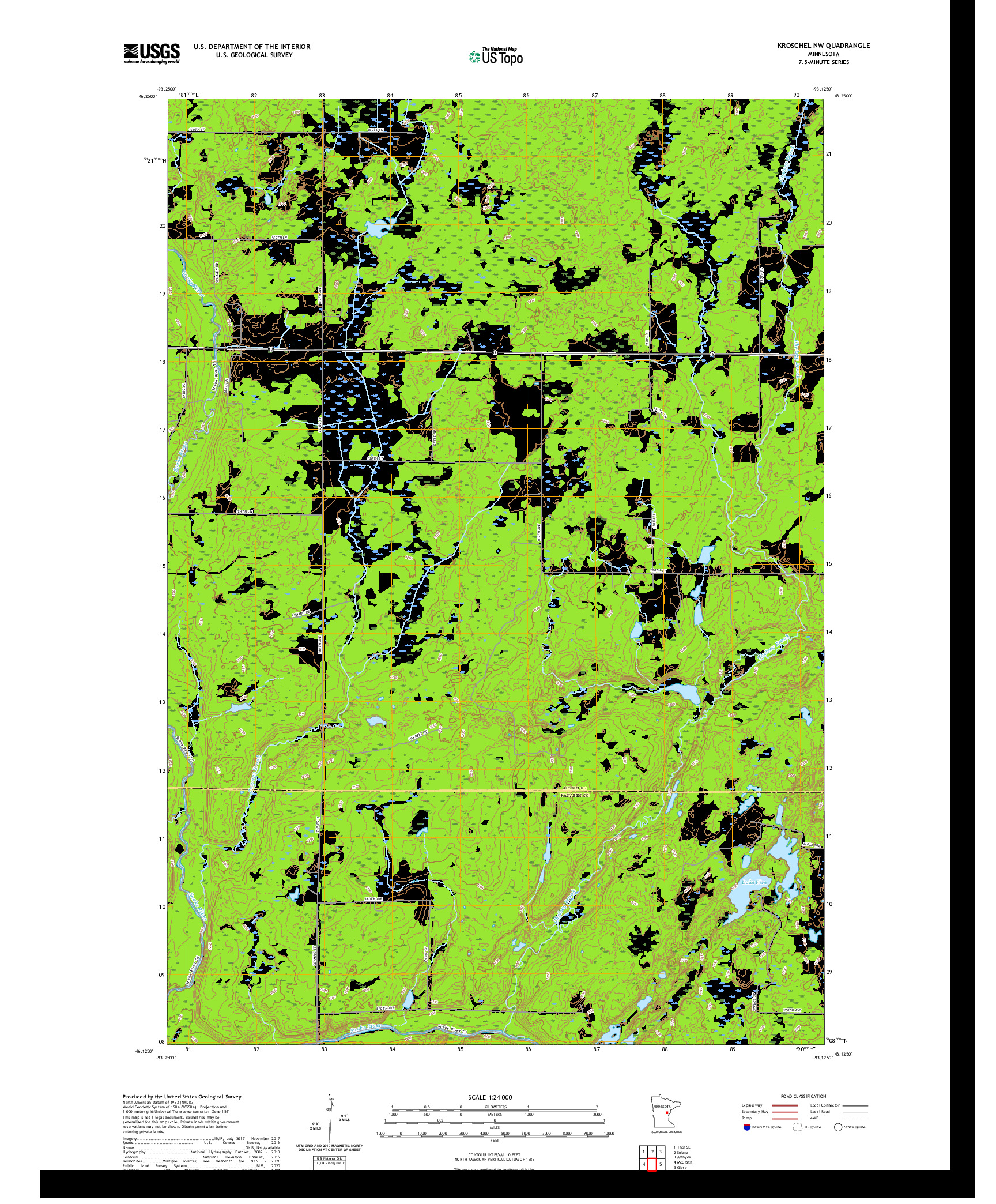 US TOPO 7.5-MINUTE MAP FOR KROSCHEL NW, MN