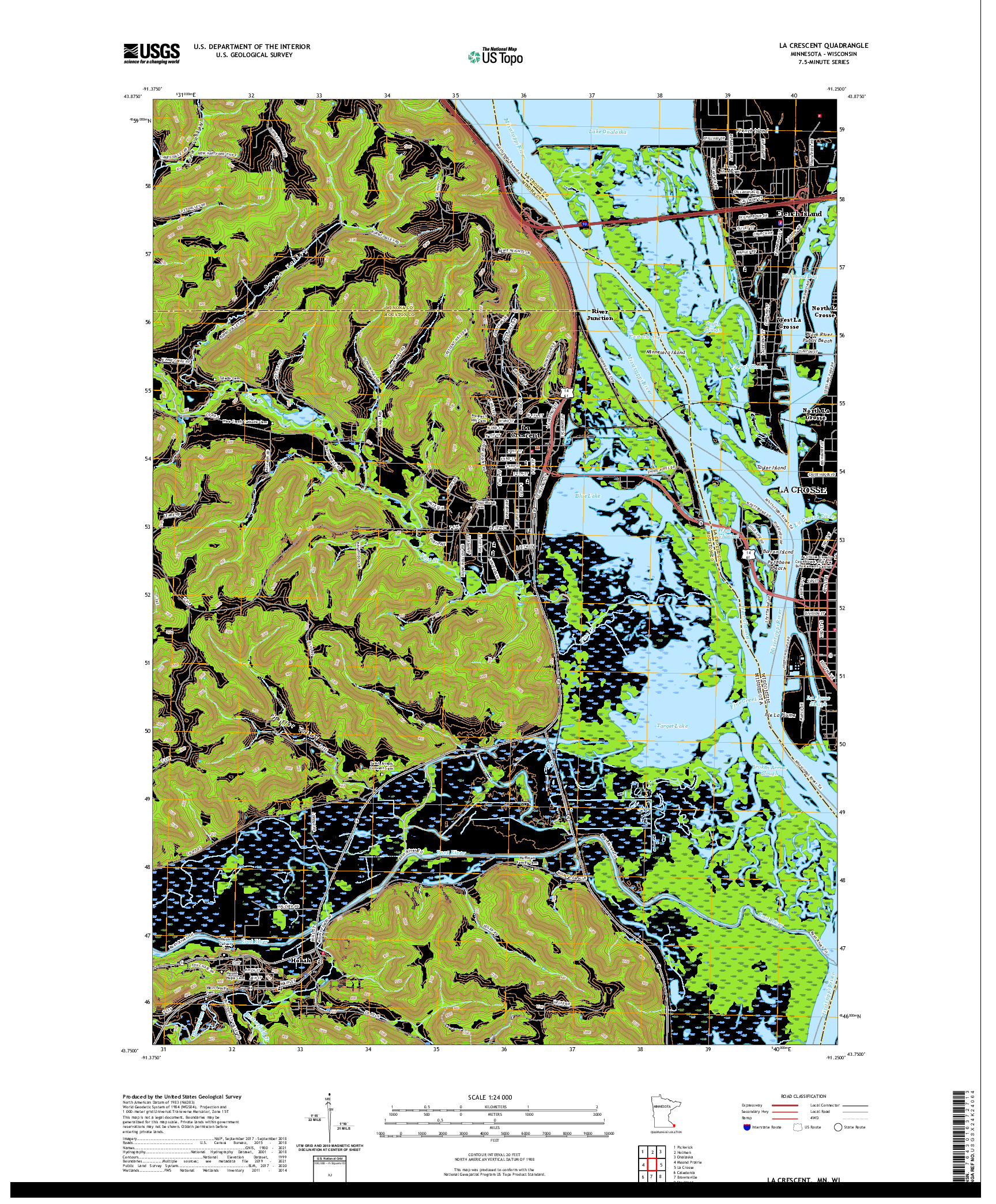 US TOPO 7.5-MINUTE MAP FOR LA CRESCENT, MN,WI