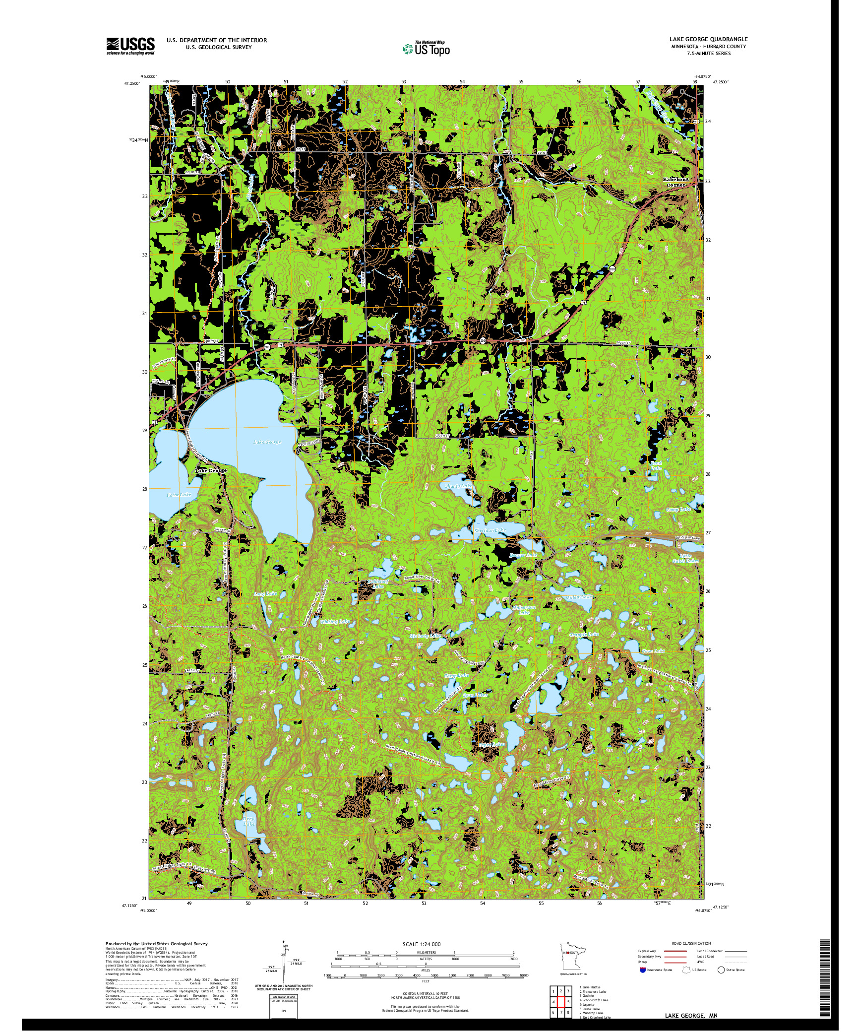 US TOPO 7.5-MINUTE MAP FOR LAKE GEORGE, MN