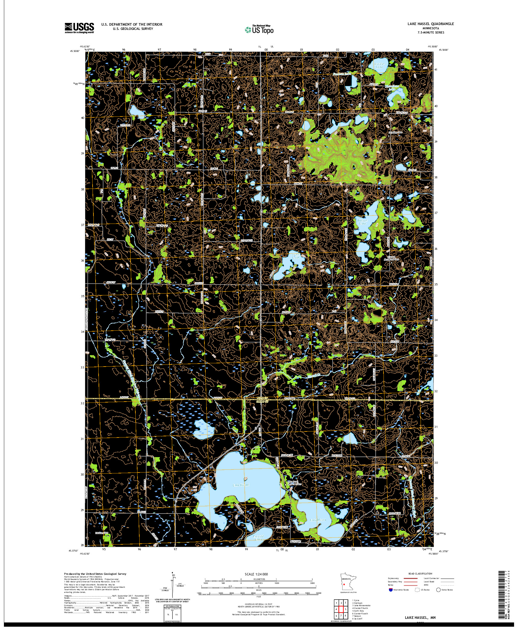 US TOPO 7.5-MINUTE MAP FOR LAKE HASSEL, MN