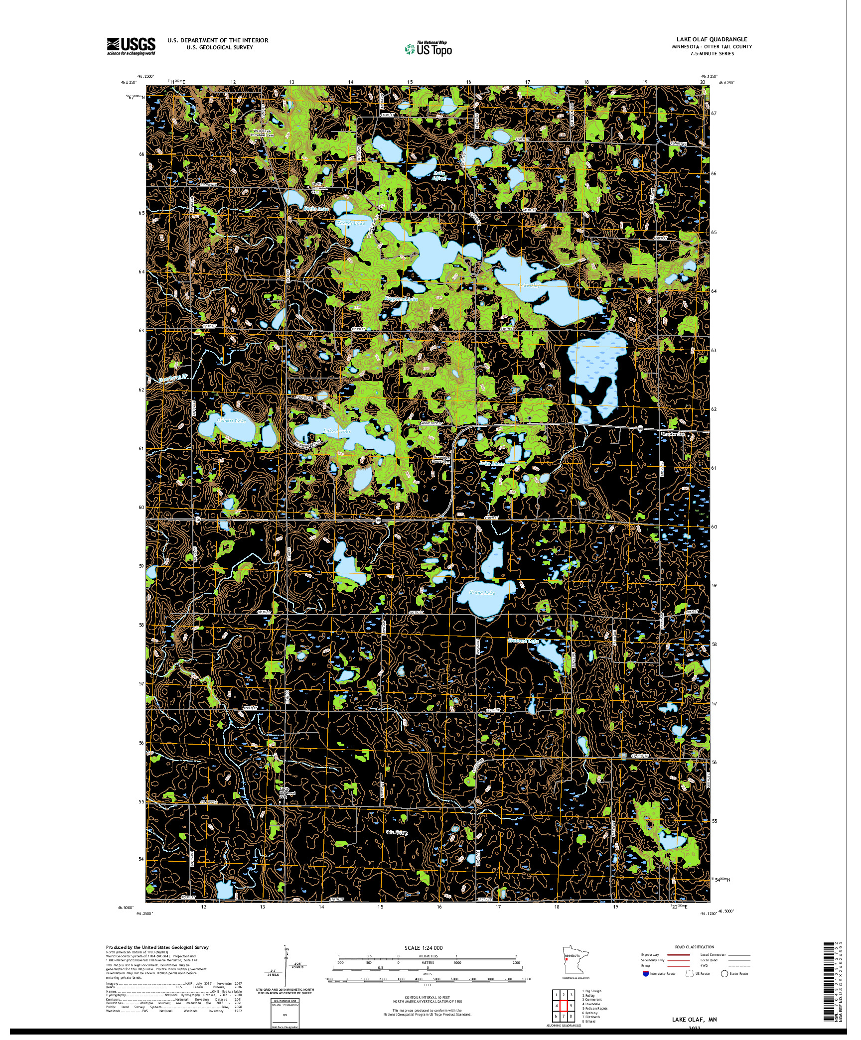 US TOPO 7.5-MINUTE MAP FOR LAKE OLAF, MN