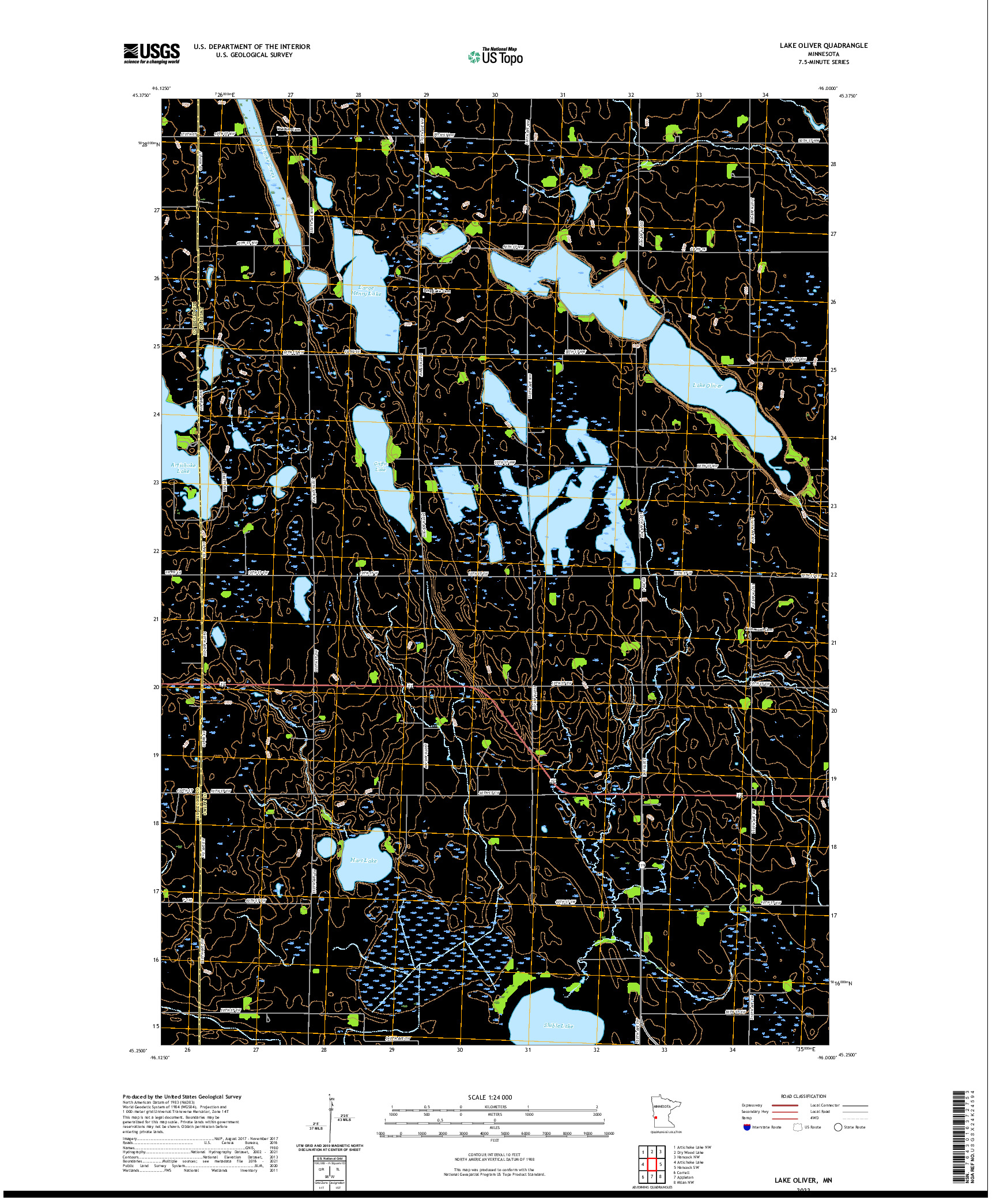 US TOPO 7.5-MINUTE MAP FOR LAKE OLIVER, MN