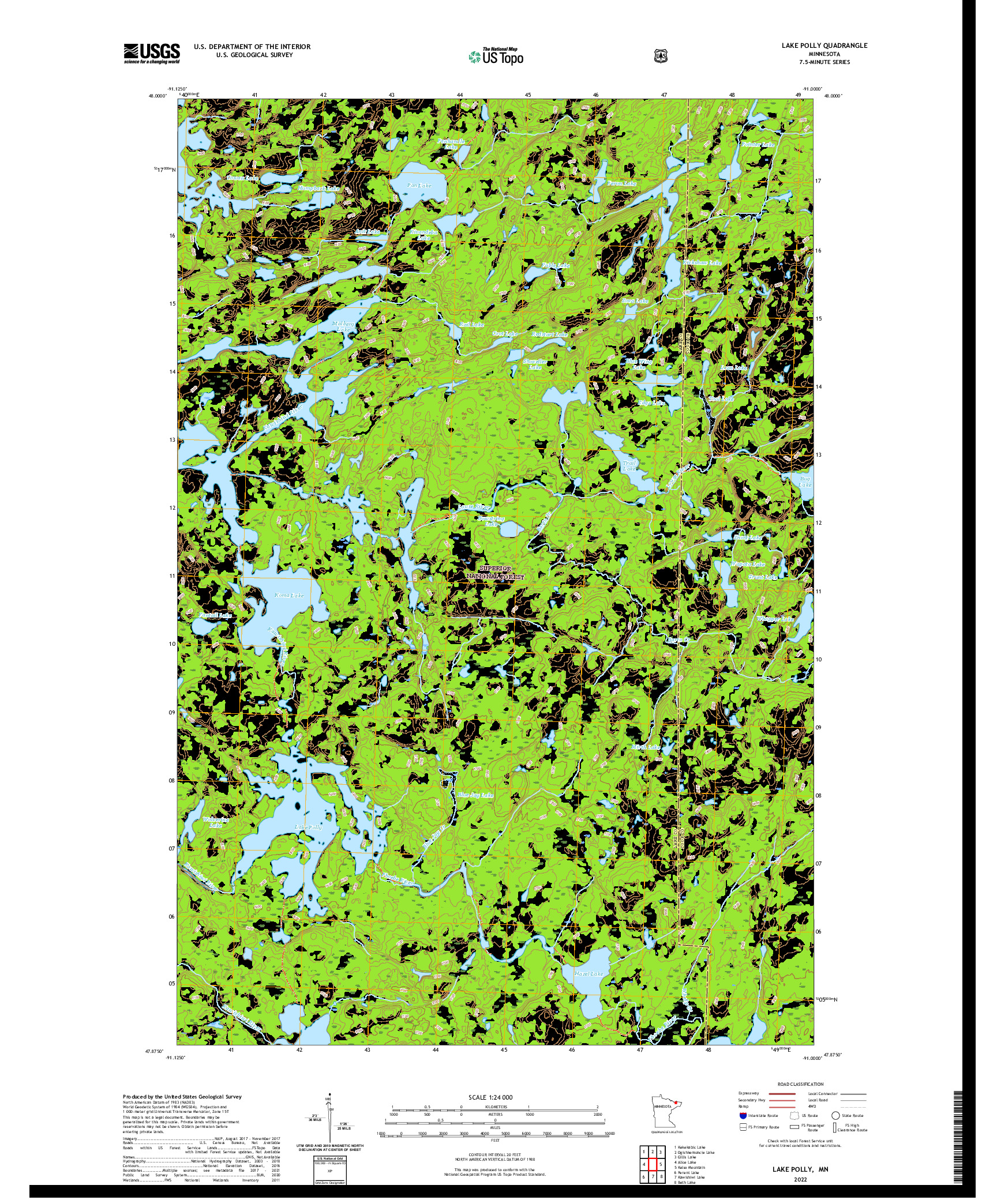 US TOPO 7.5-MINUTE MAP FOR LAKE POLLY, MN