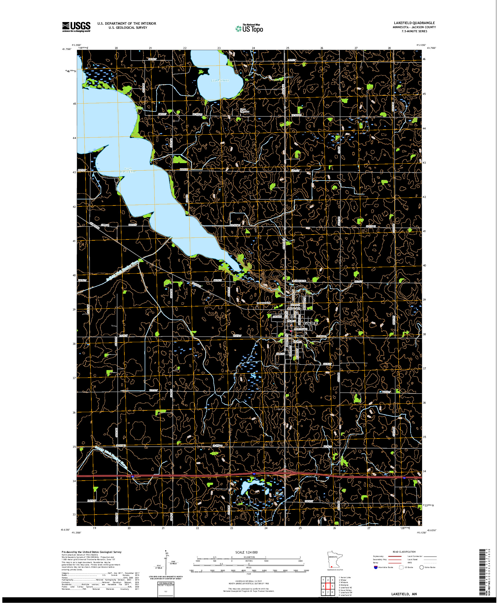 US TOPO 7.5-MINUTE MAP FOR LAKEFIELD, MN