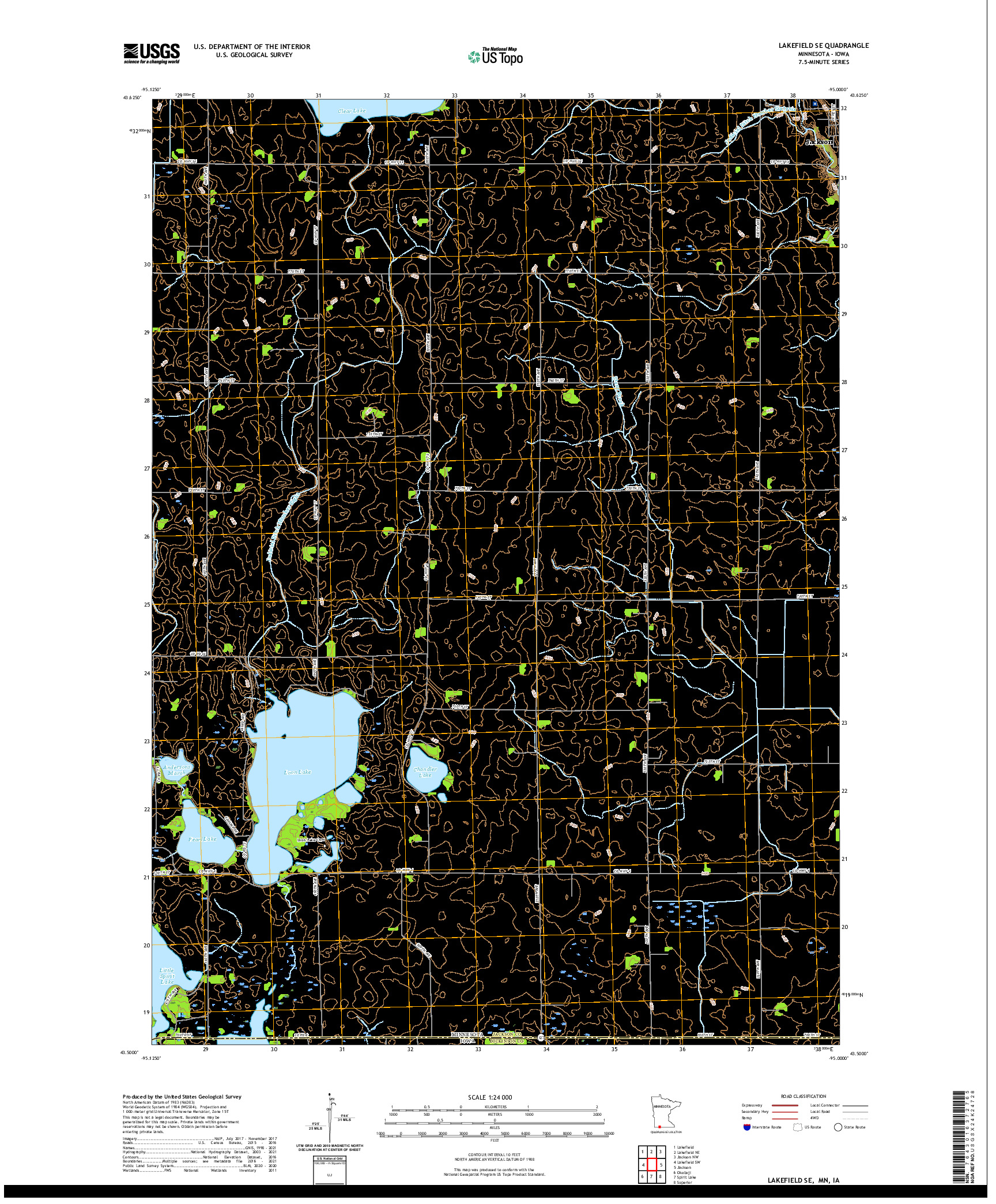 US TOPO 7.5-MINUTE MAP FOR LAKEFIELD SE, MN,IA