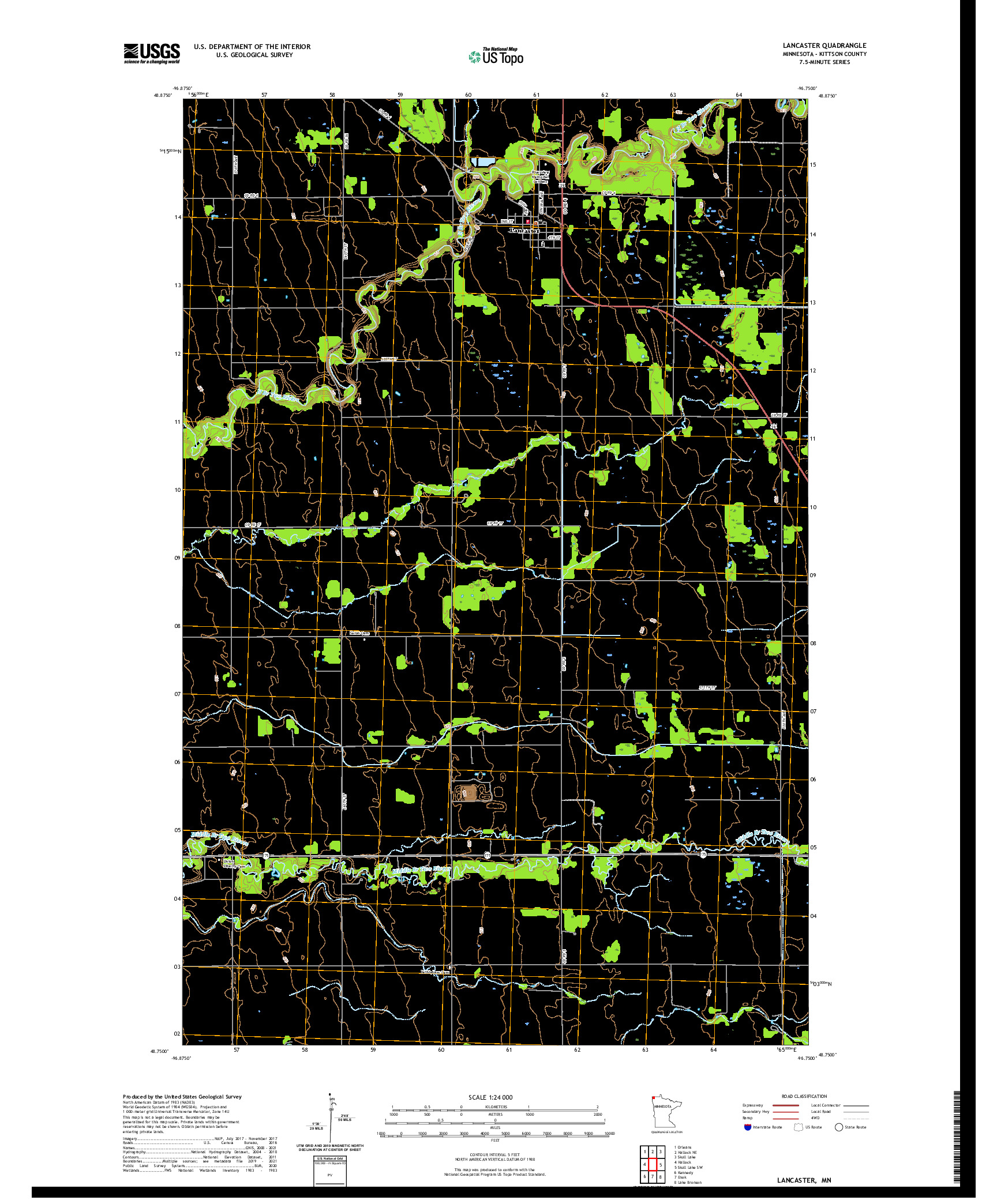 US TOPO 7.5-MINUTE MAP FOR LANCASTER, MN