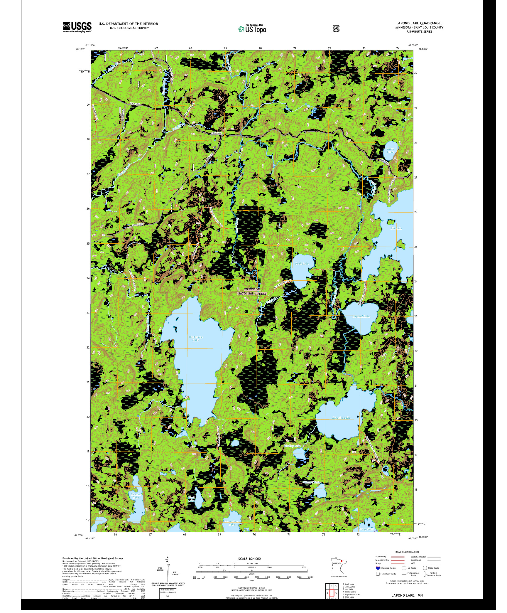 US TOPO 7.5-MINUTE MAP FOR LAPOND LAKE, MN