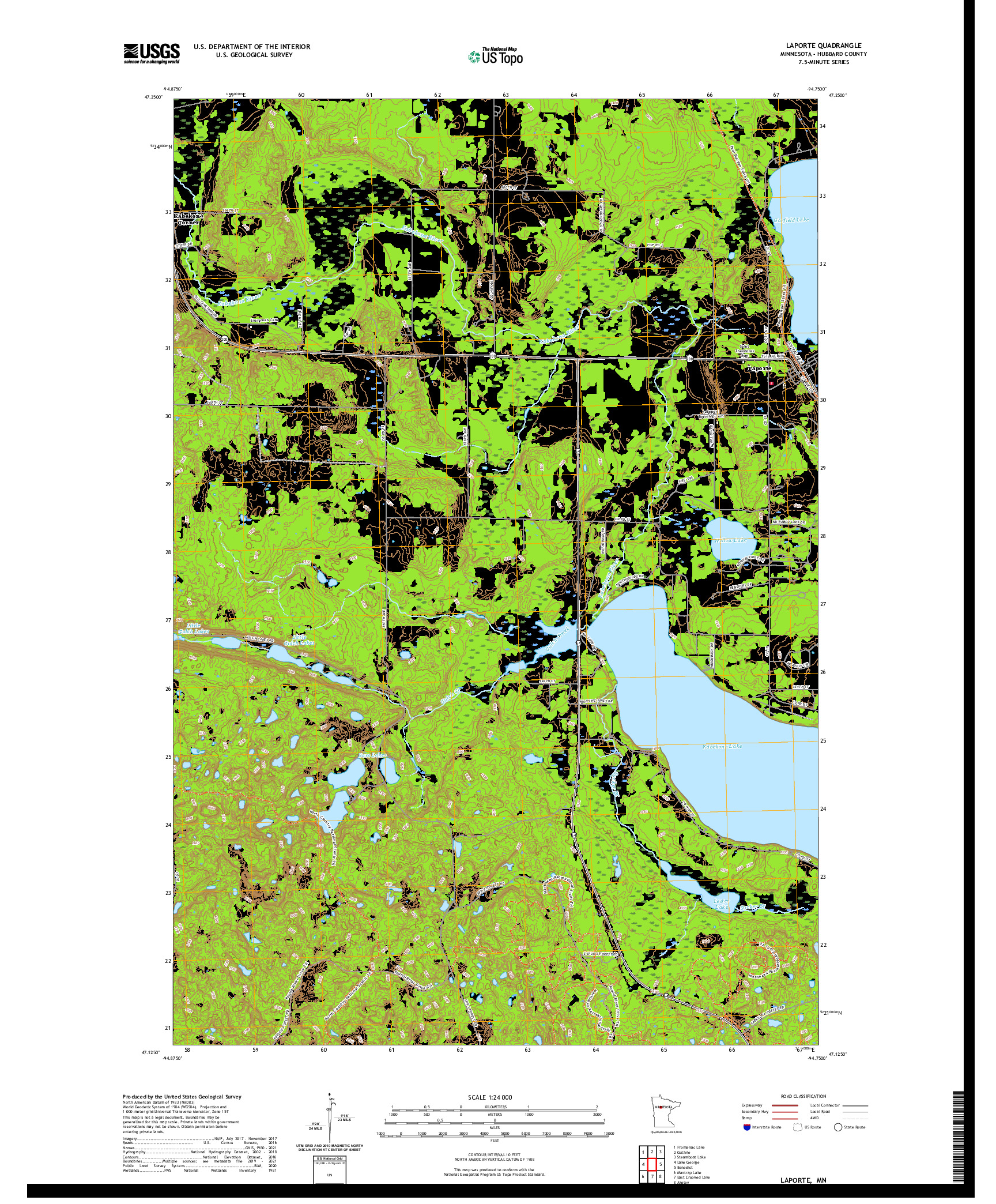 US TOPO 7.5-MINUTE MAP FOR LAPORTE, MN