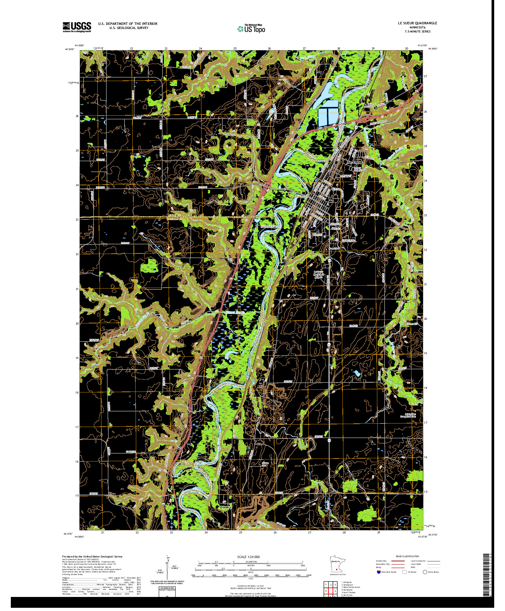 US TOPO 7.5-MINUTE MAP FOR LE SUEUR, MN