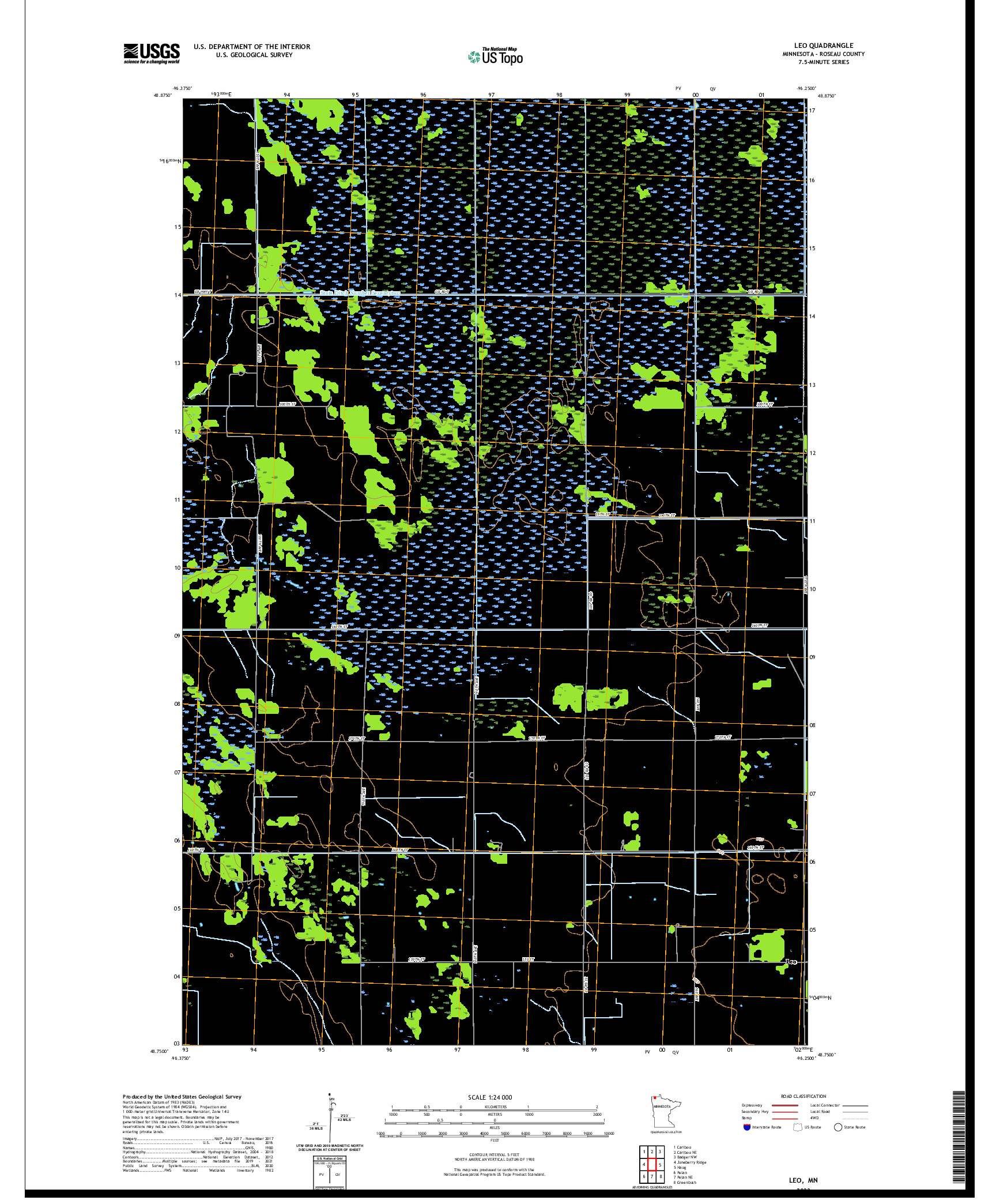 US TOPO 7.5-MINUTE MAP FOR LEO, MN