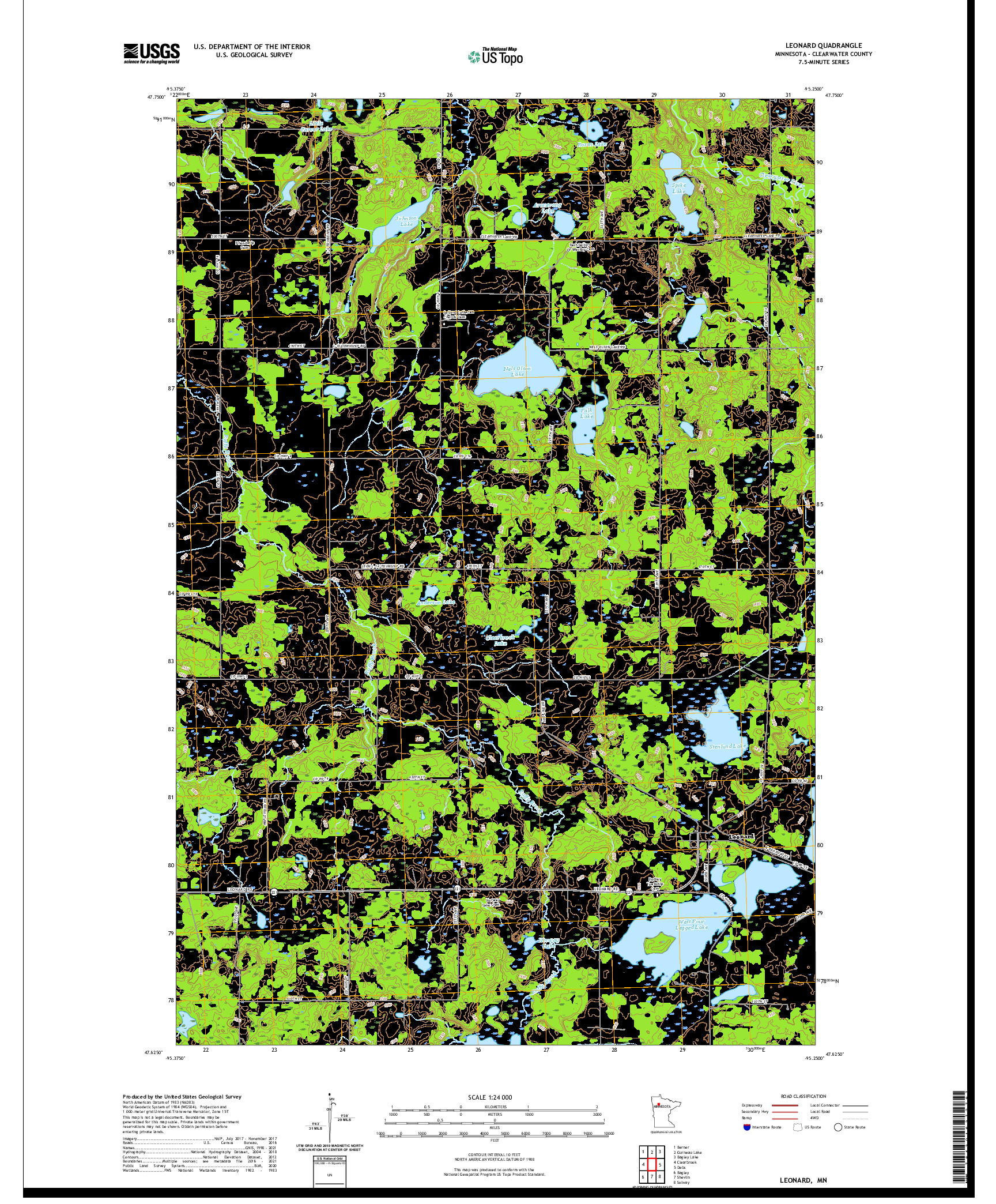 US TOPO 7.5-MINUTE MAP FOR LEONARD, MN