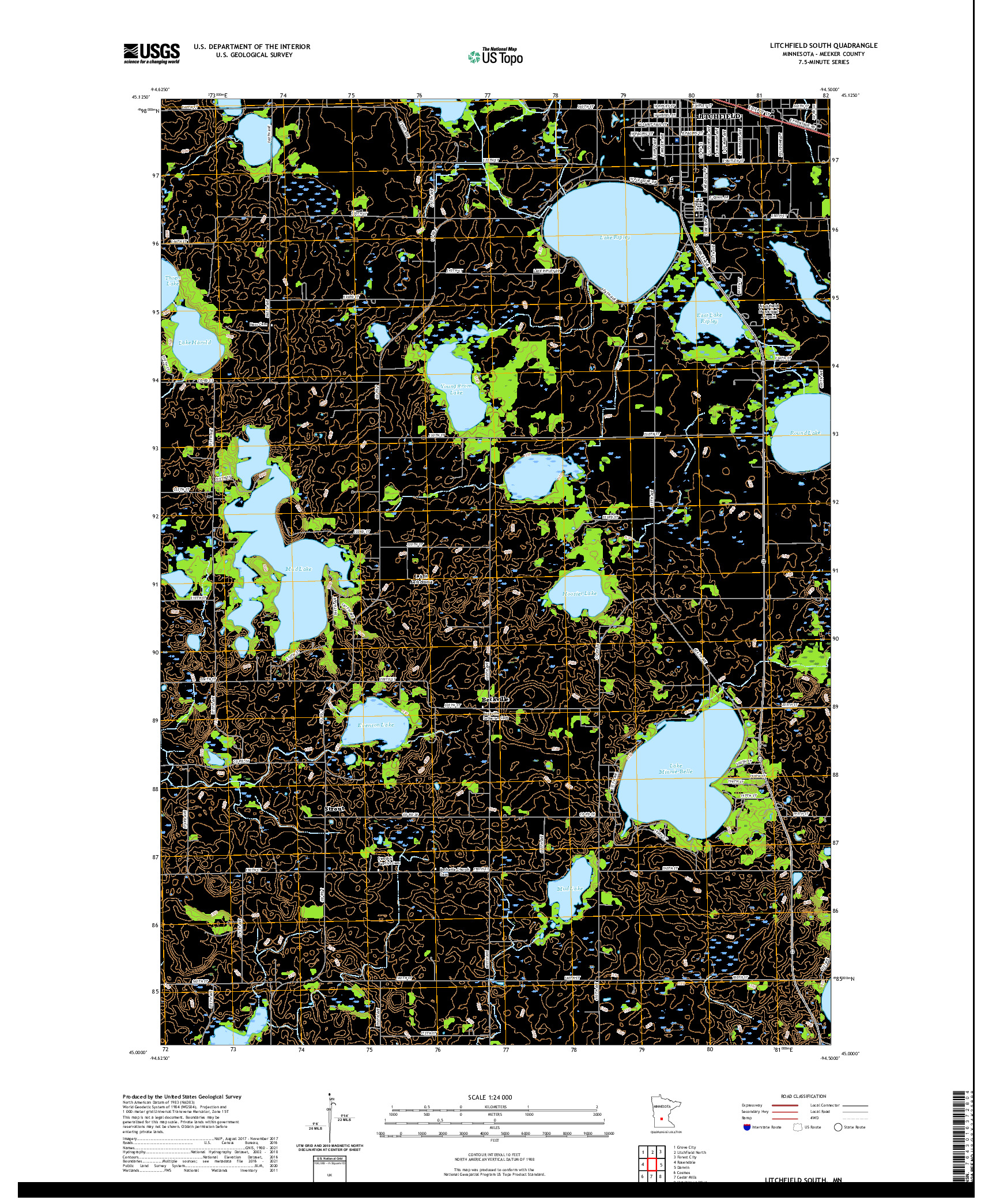 US TOPO 7.5-MINUTE MAP FOR LITCHFIELD SOUTH, MN