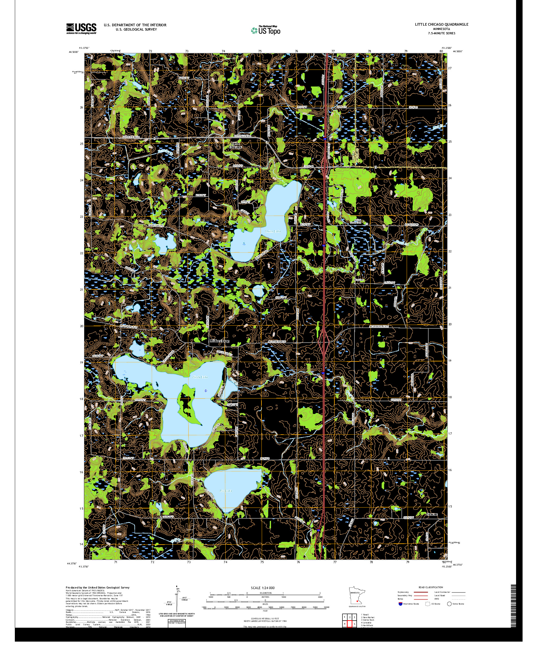 US TOPO 7.5-MINUTE MAP FOR LITTLE CHICAGO, MN