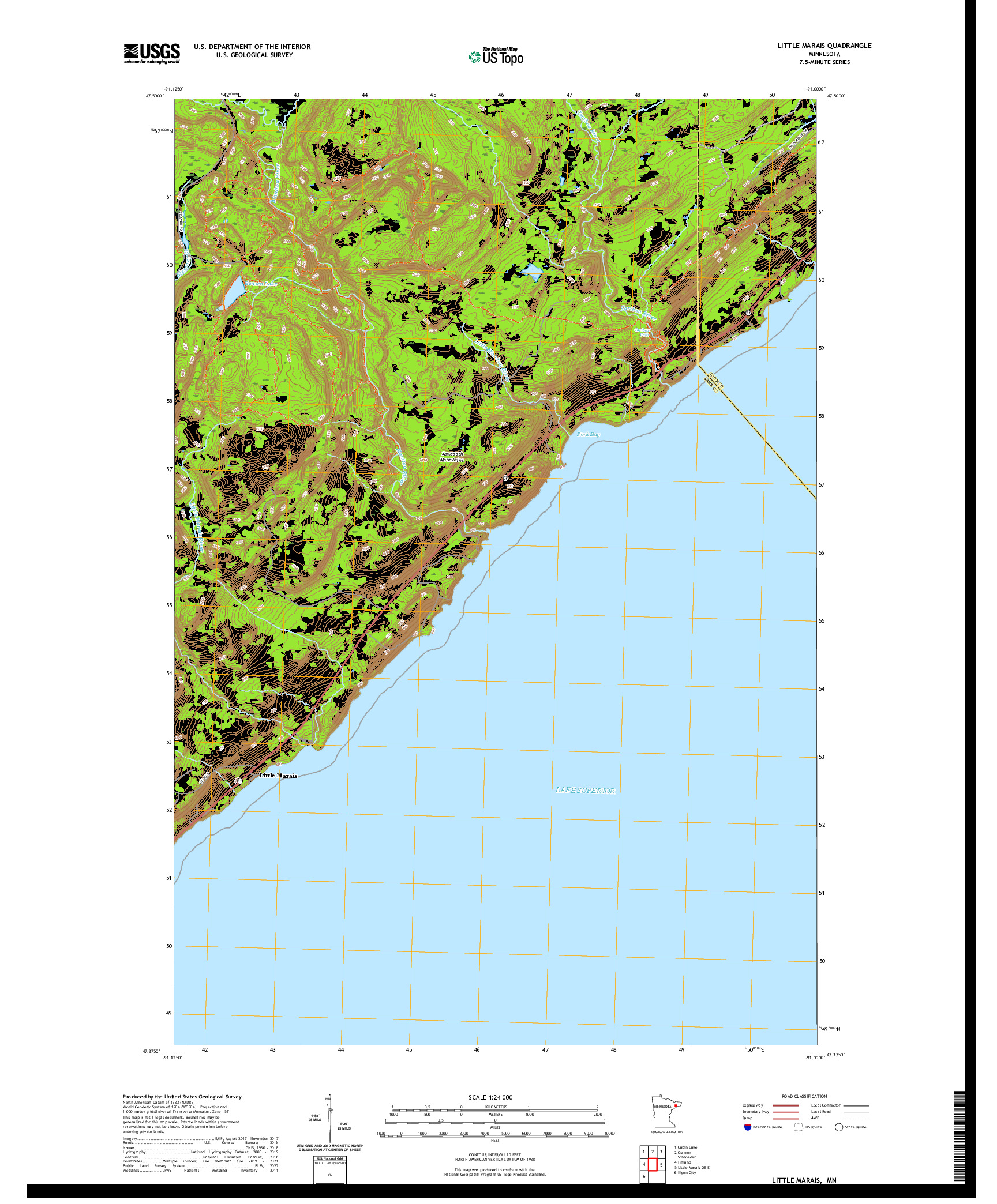 US TOPO 7.5-MINUTE MAP FOR LITTLE MARAIS, MN