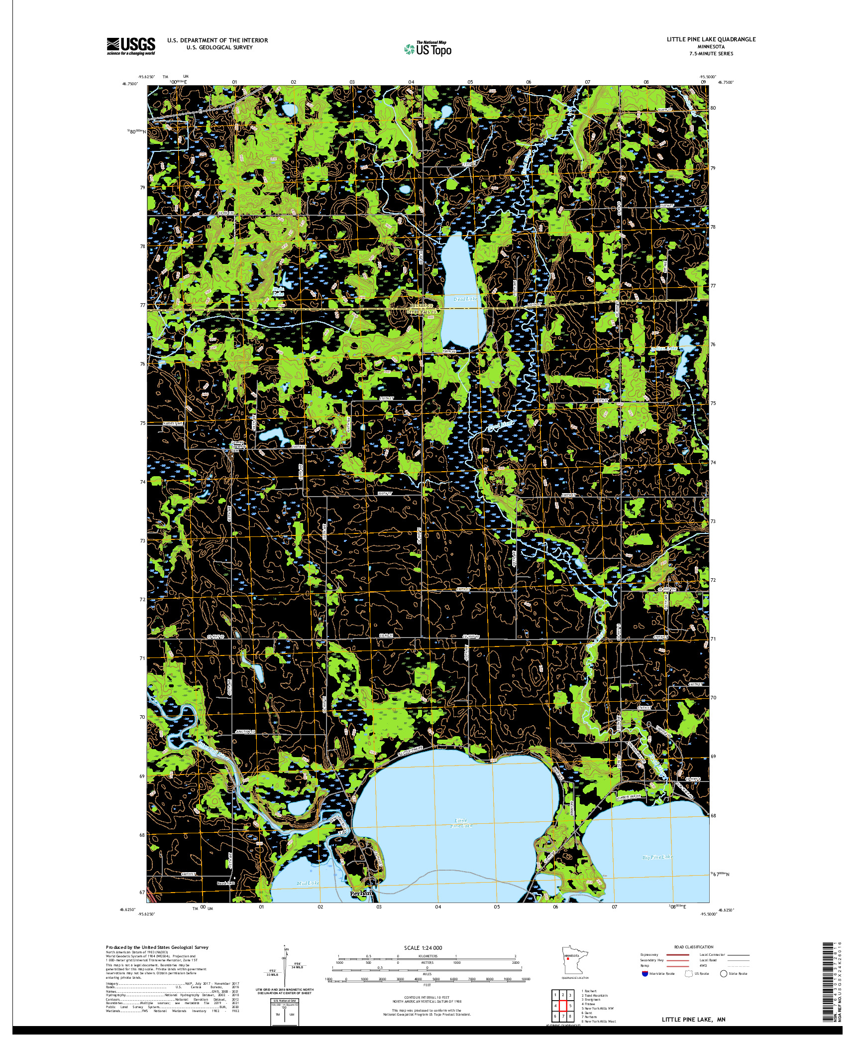 US TOPO 7.5-MINUTE MAP FOR LITTLE PINE LAKE, MN