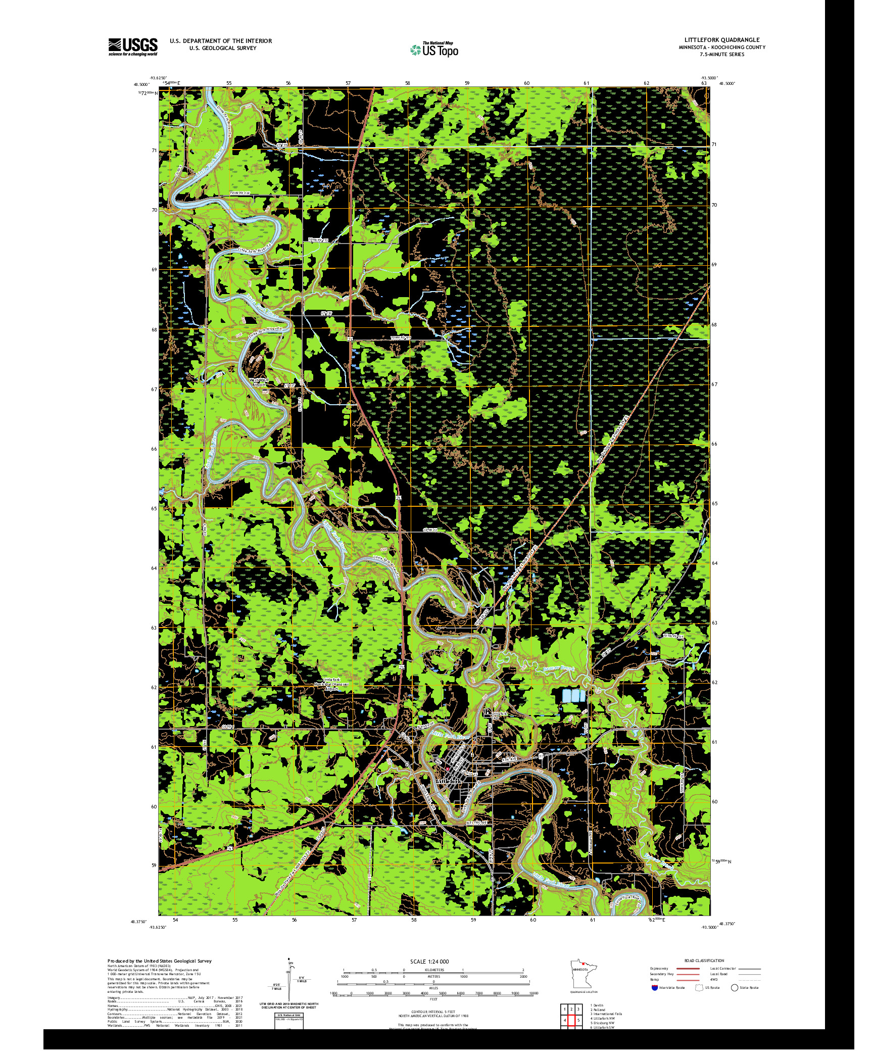 US TOPO 7.5-MINUTE MAP FOR LITTLEFORK, MN