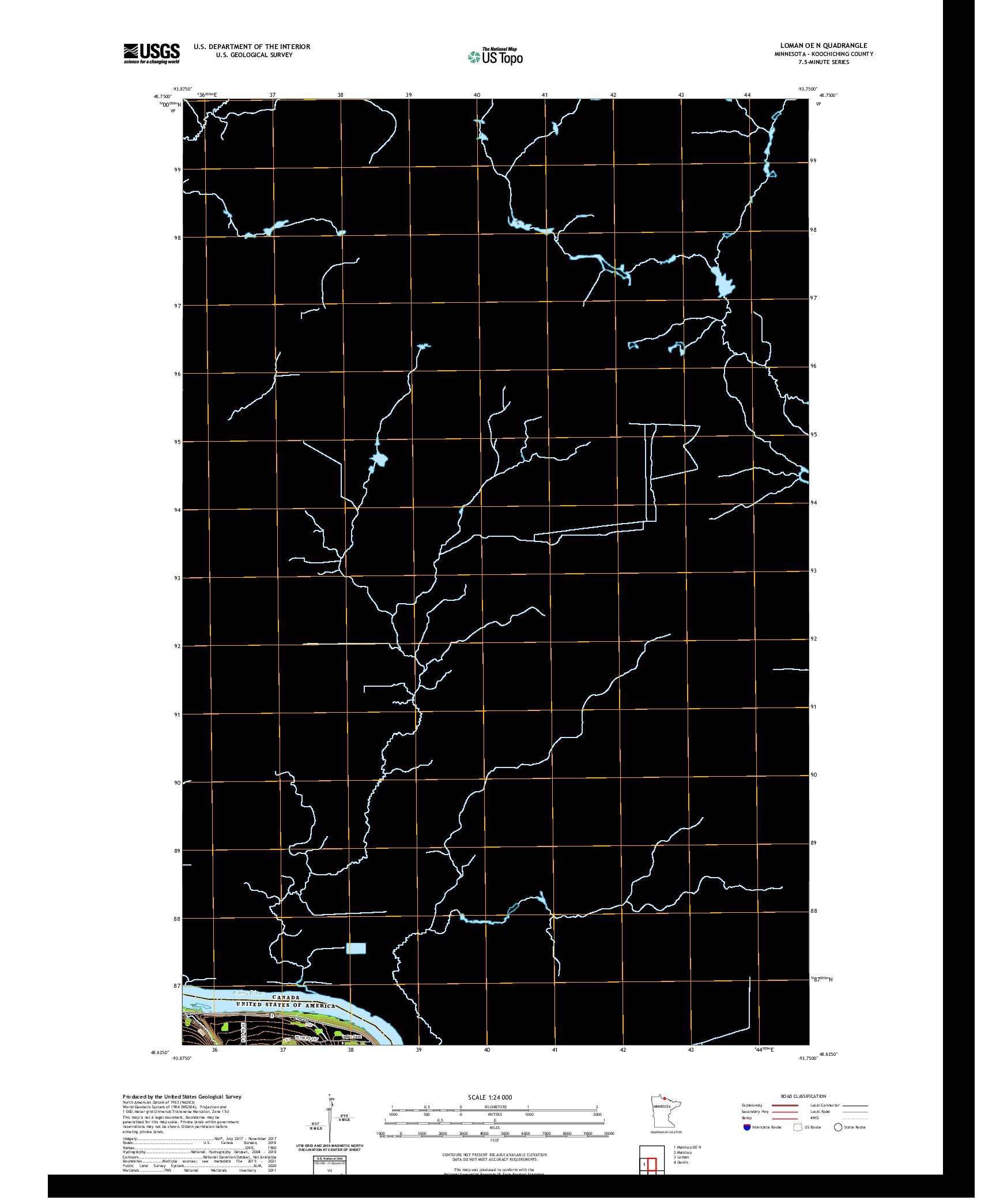 US TOPO 7.5-MINUTE MAP FOR LOMAN OE N, MN,ON