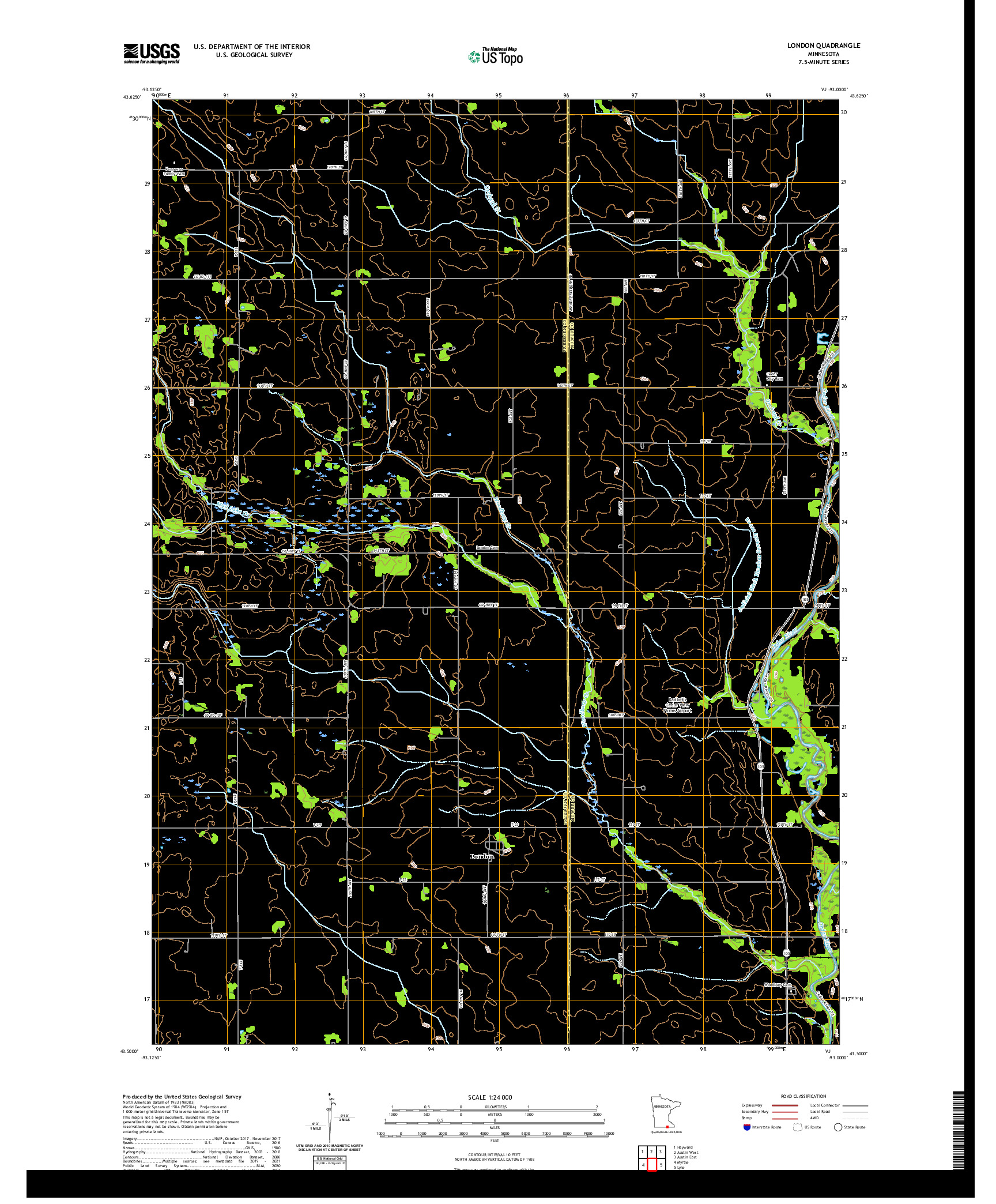 US TOPO 7.5-MINUTE MAP FOR LONDON, MN