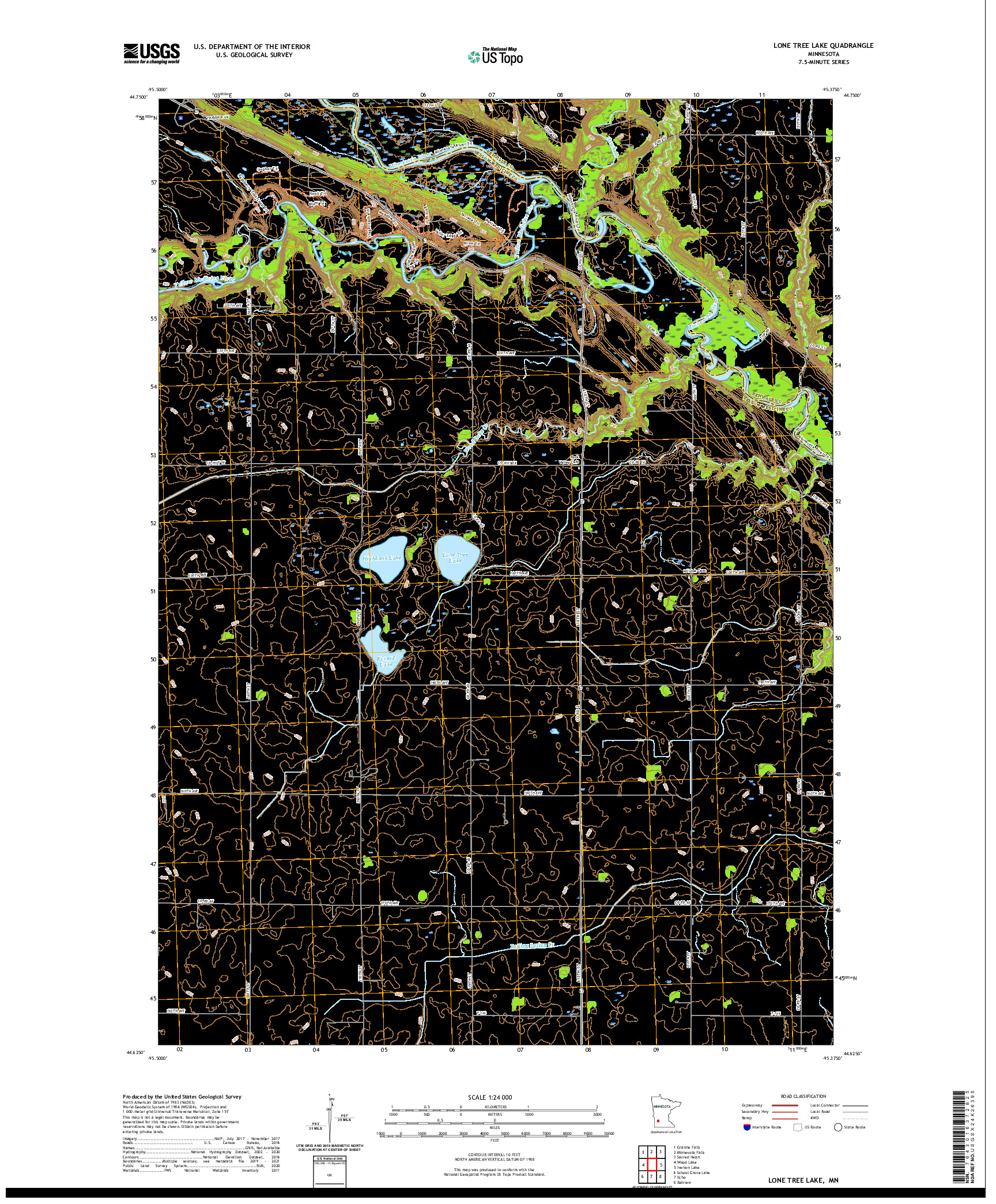 US TOPO 7.5-MINUTE MAP FOR LONE TREE LAKE, MN