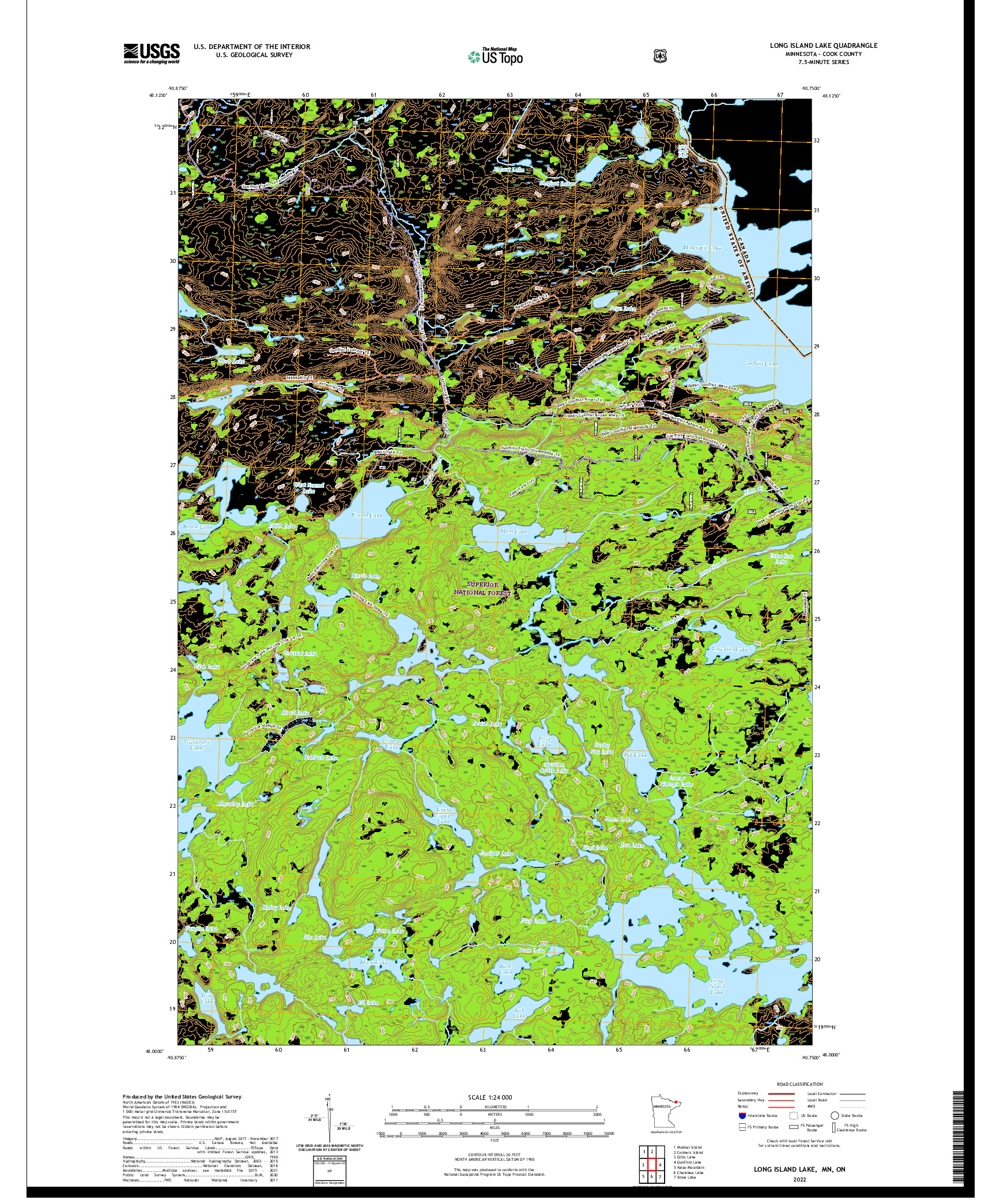 US TOPO 7.5-MINUTE MAP FOR LONG ISLAND LAKE, MN,ON