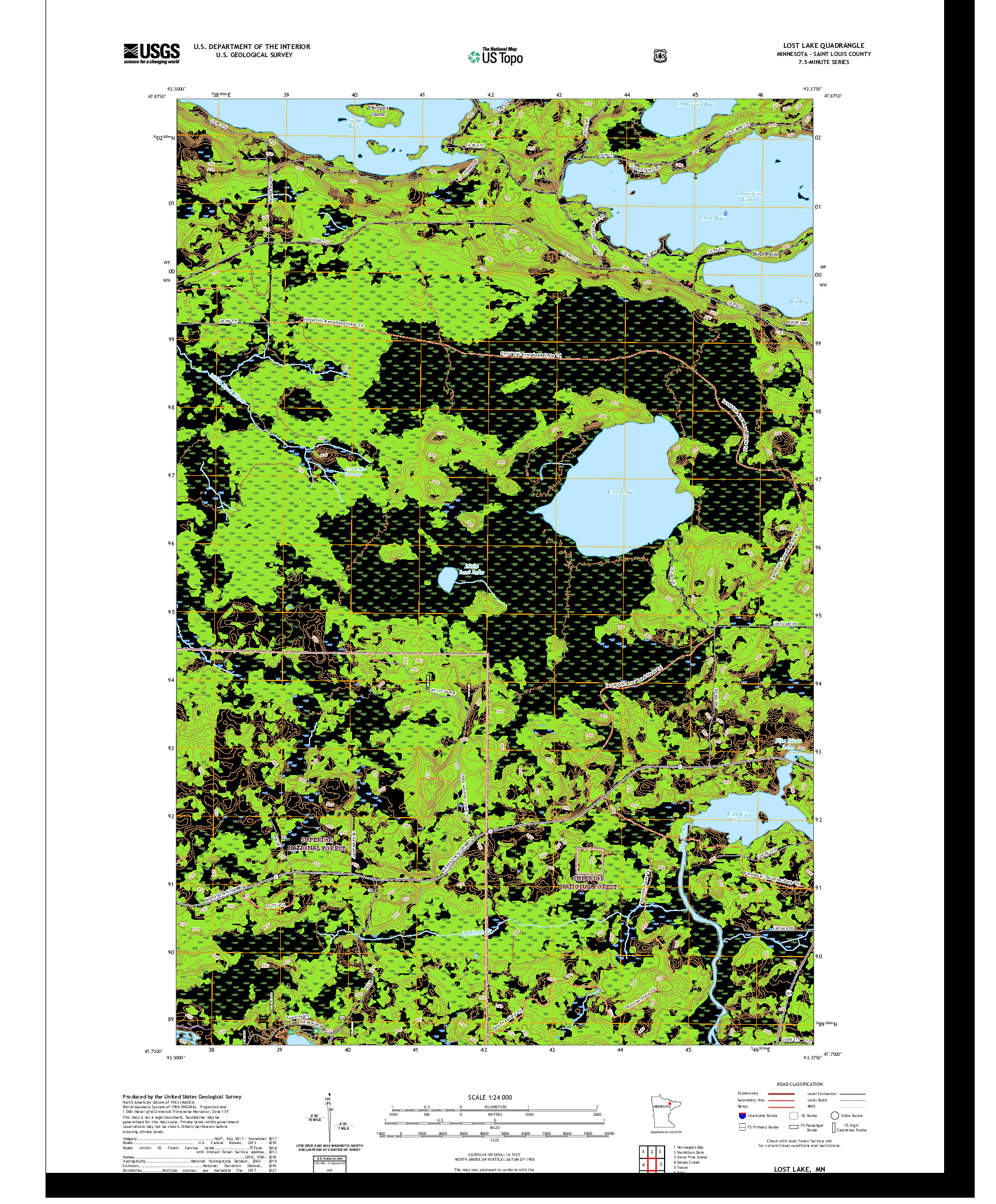 US TOPO 7.5-MINUTE MAP FOR LOST LAKE, MN