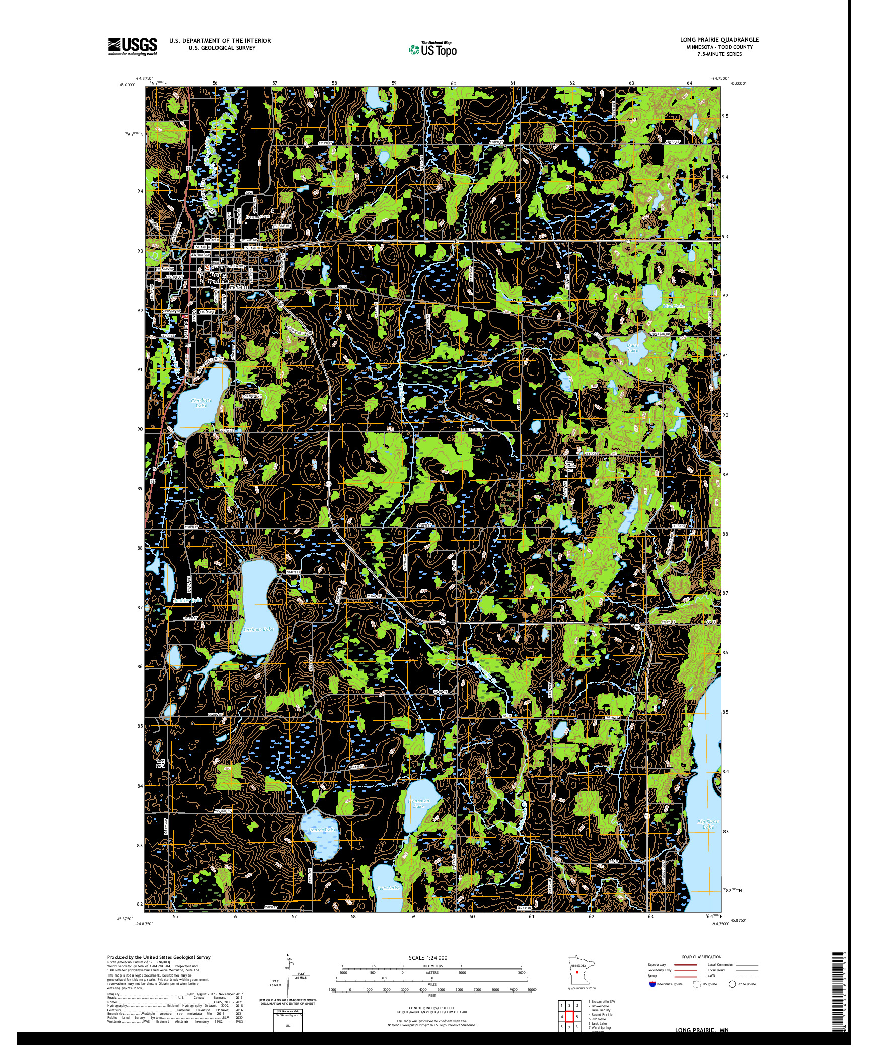 US TOPO 7.5-MINUTE MAP FOR LONG PRAIRIE, MN